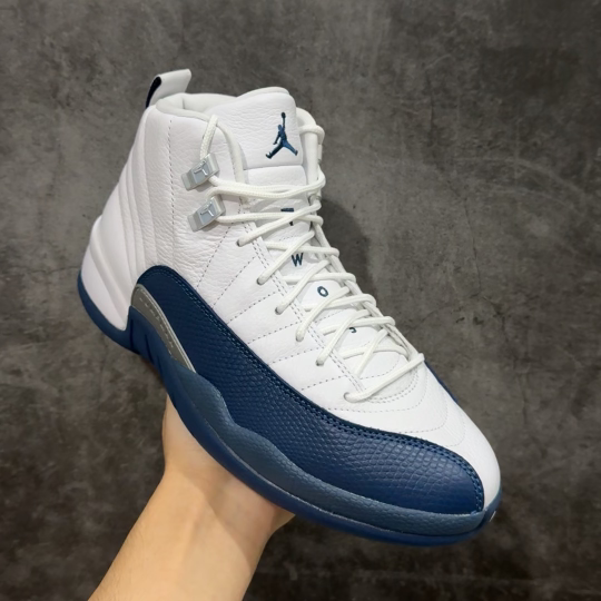  
【纯原】Air Jordan AJ12 Retro 潮流 中帮 复古篮球鞋 白蓝 法国蓝 CT801