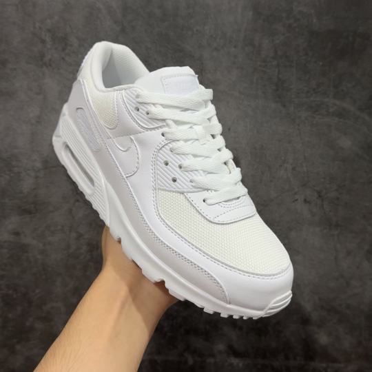 【纯原】Nike Air Max 90 舒适 复古 合成革减震防滑透气 低帮 休闲跑步鞋 纯白色 CN8