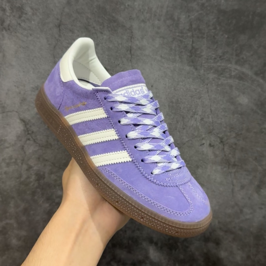 【纯原】Adidas Handball Spezial 阿迪达斯经典款牛皮复古休闲板鞋 紫白生胶 KI5