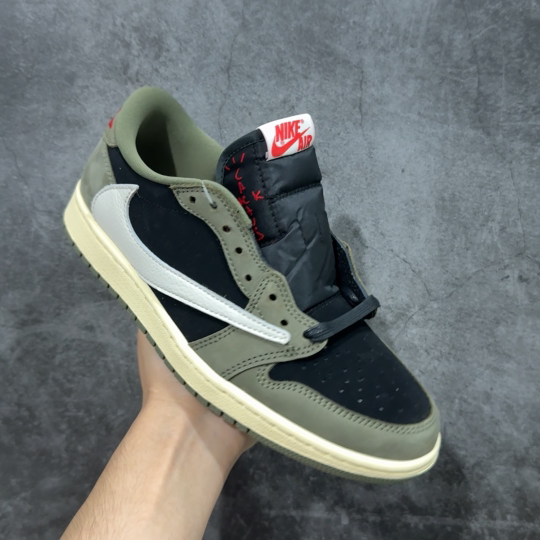 【纯原】Air Jordan 1 x Travis Scott AJ1 x TS联名墨绿黑白倒钩低帮 D