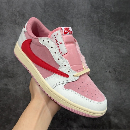 【纯原】Air Jordan 1 x Travis Scott AJ1 x TS联名白粉红倒钩低帮 DM