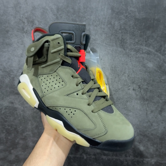 【纯原】Travis Scott x Air Jordan 6 AJ6 TS复古文化篮球鞋“军绿夜光鬼脸