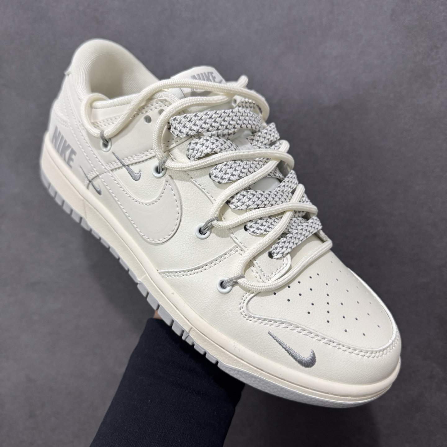Nike SB Dunk Low 米灰三勾绑绳 周年高端定制 低帮休闲板鞋#定制鞋盒 大厂纯原品质出货 