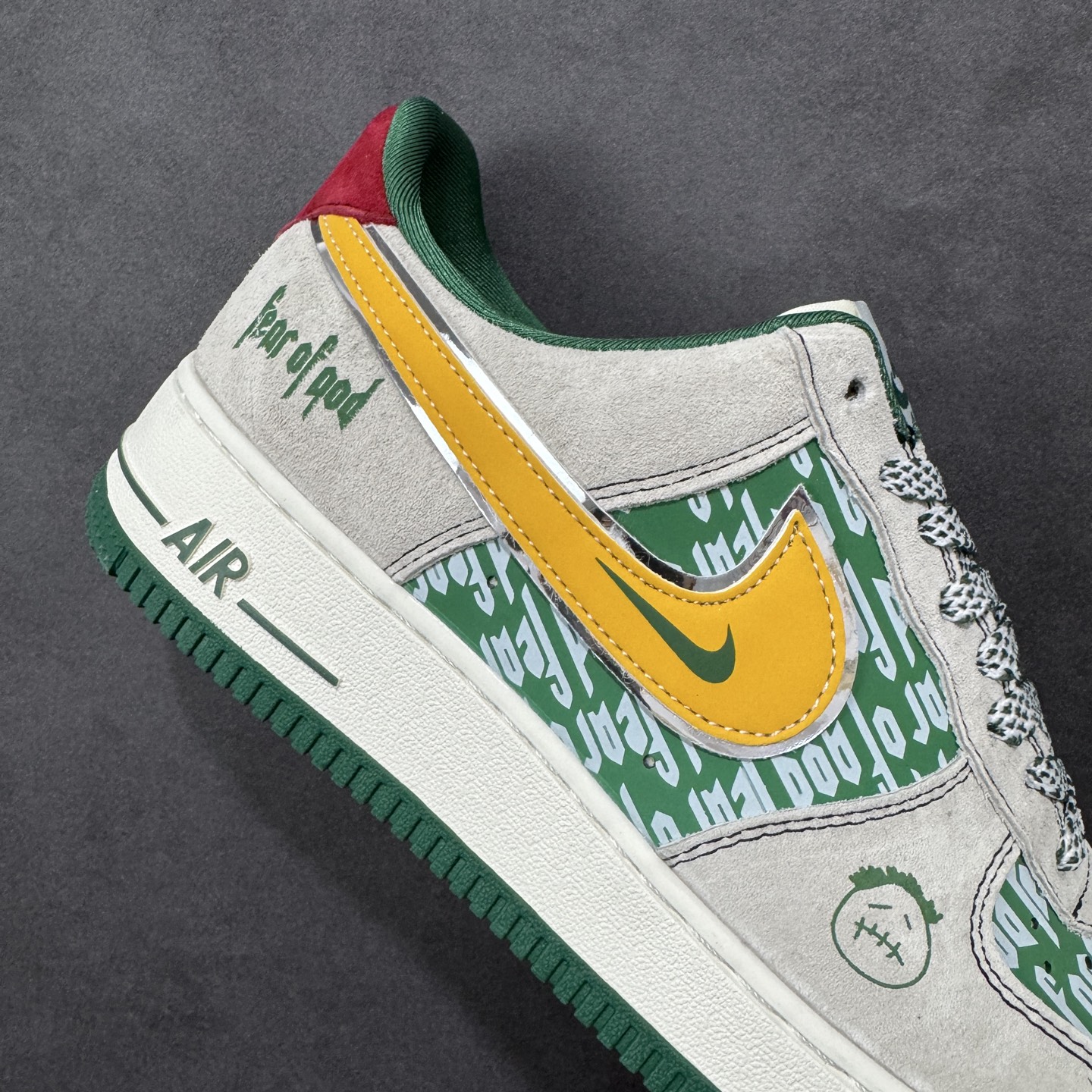 图片[6]-【定制版】Nike Air Force 1\’07 Low 灰绿撞色 空军一号低帮休闲板鞋  #定制皮料 定制鞋盒 原楦原纸板 纯正空军版型 内置全掌气垫 货号：SY1388-025  尺码：36 36.5 37.5 38 38.5 39 40 40.5 41 42 42.5 43 44 44.5 45-选品中心