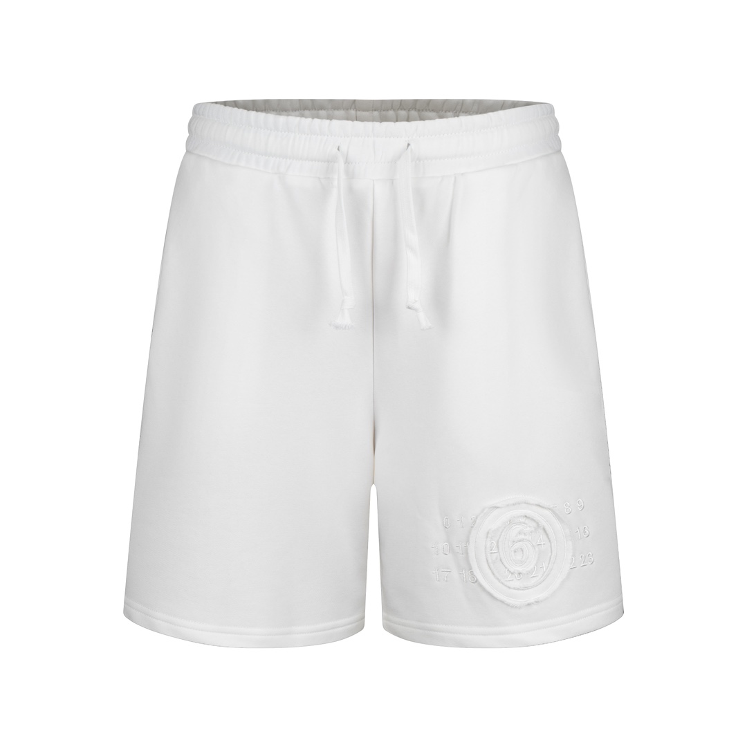 MM6 Spring-Summer Cotton Shorts with Digitized Embroidery in Black & White, Sizes XSSML - 图片 2