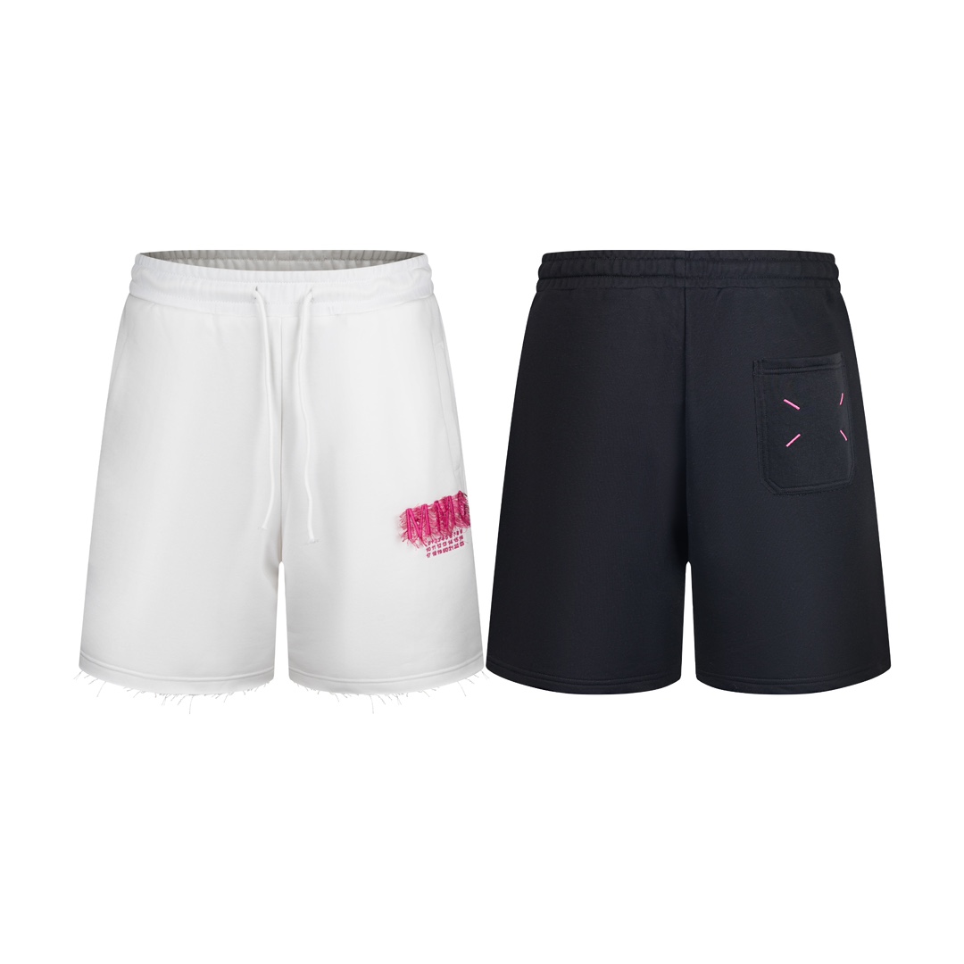 MM6 Margiela Cotton Shorts with Digital Embroidery in Black & White, Sizes XSSML
