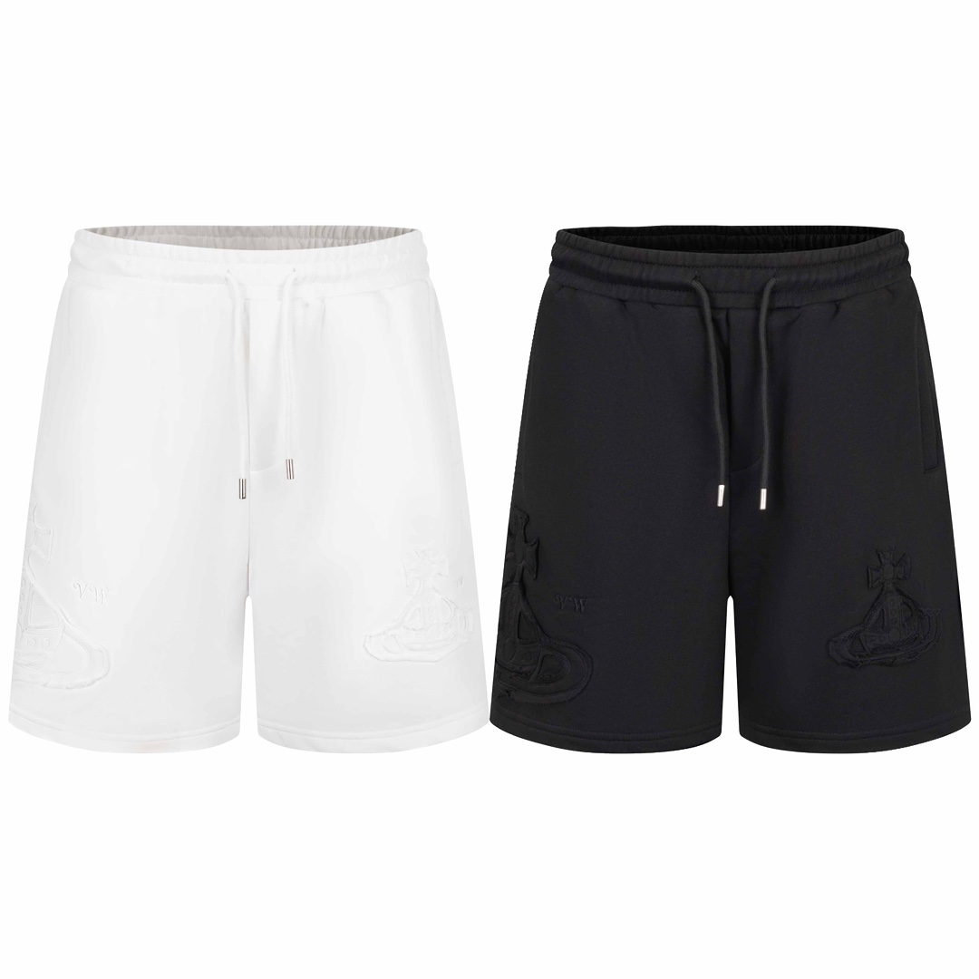 2024s Vivienne Queen Saturn Handbags Collection: Black & White Embroidered Shorts, XSSML Sizes. - 图片 2
