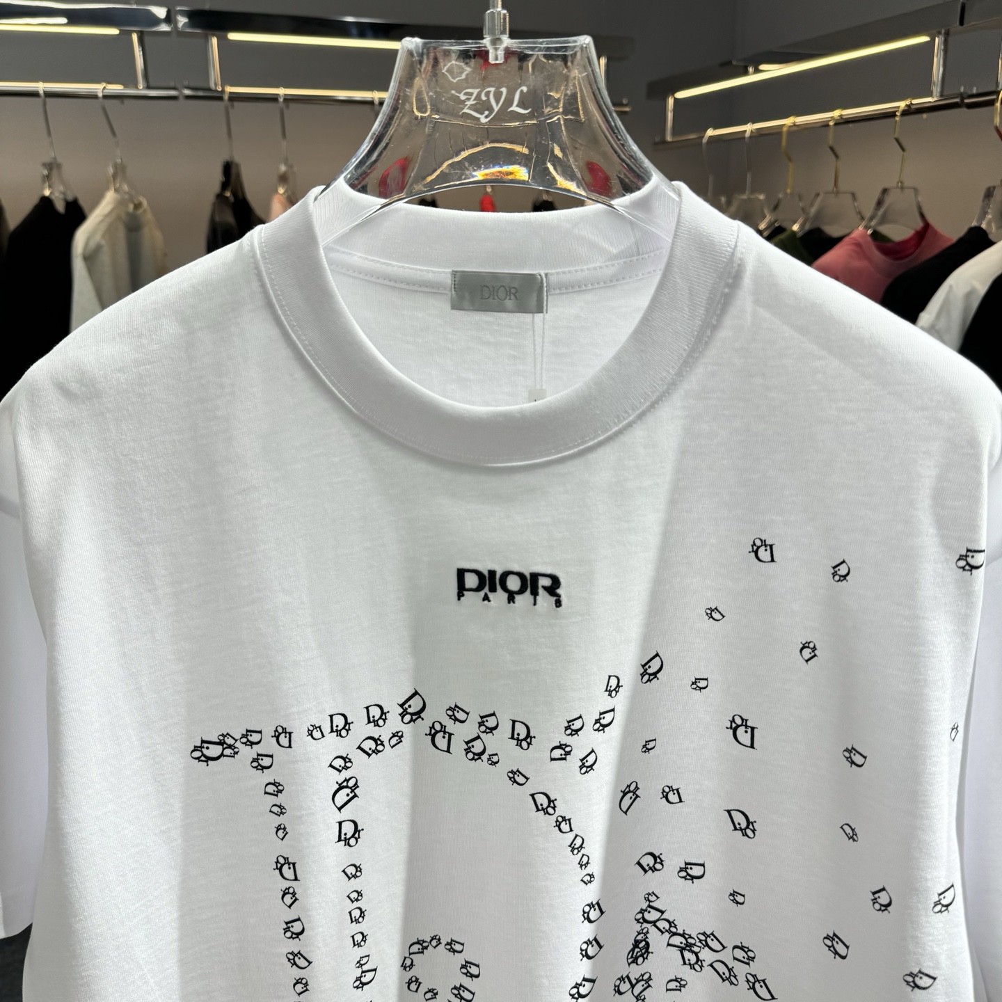 Dior 26ss Dior迪奥 早春新款圆领短袖 采用270克纯棉面料 网点印花 字母绣花工艺