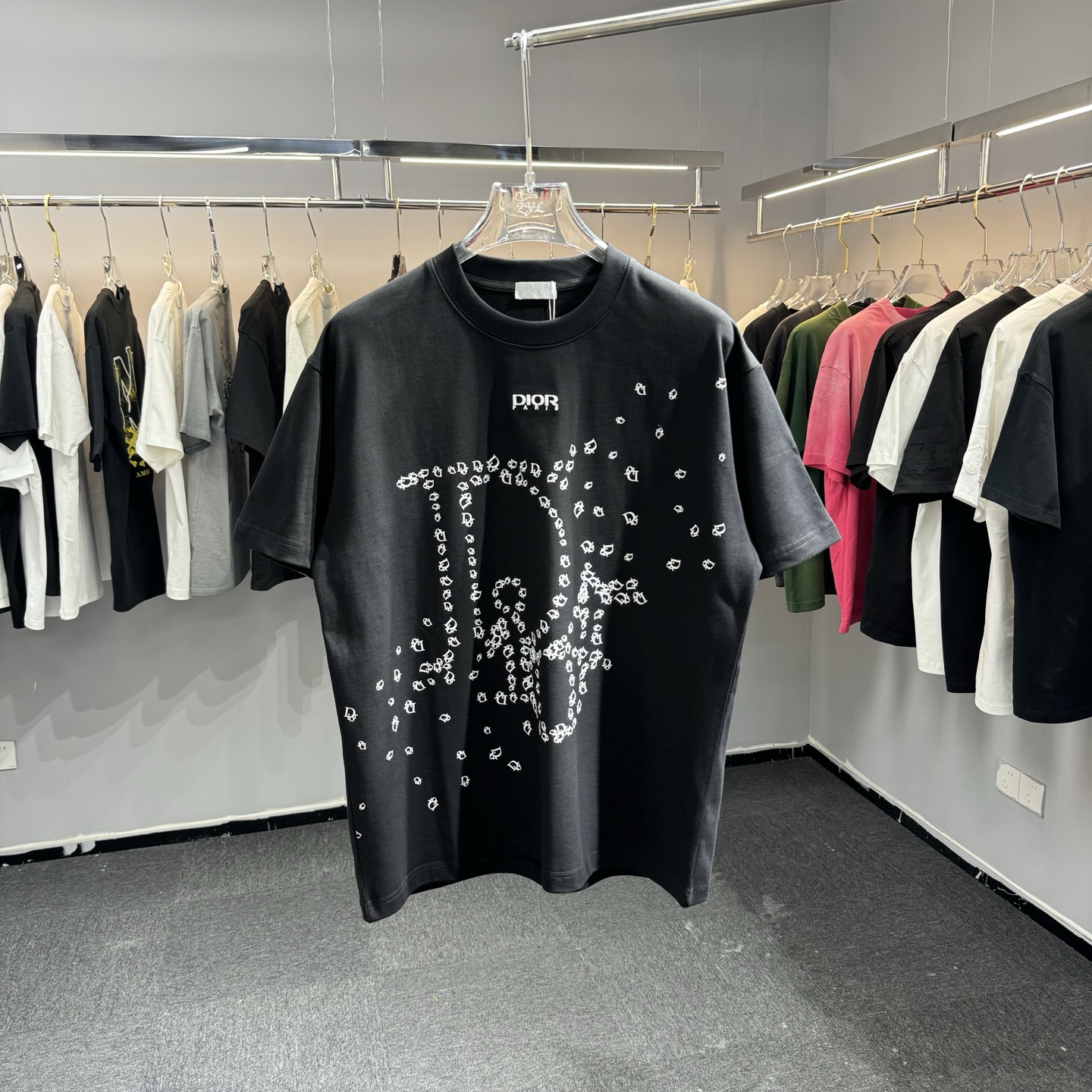 Dior 26ss Dior迪奥 早春新款圆领短袖 采用270克纯棉面料 网点印花 字母绣花工艺