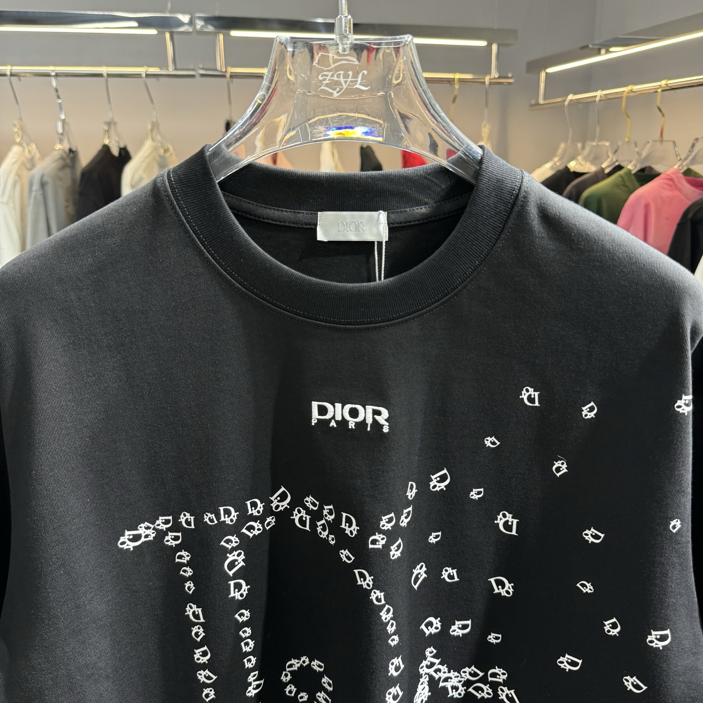 Dior 26ss Dior迪奥 早春新款圆领短袖 采用270克纯棉面料 网点印花 字母绣花工艺