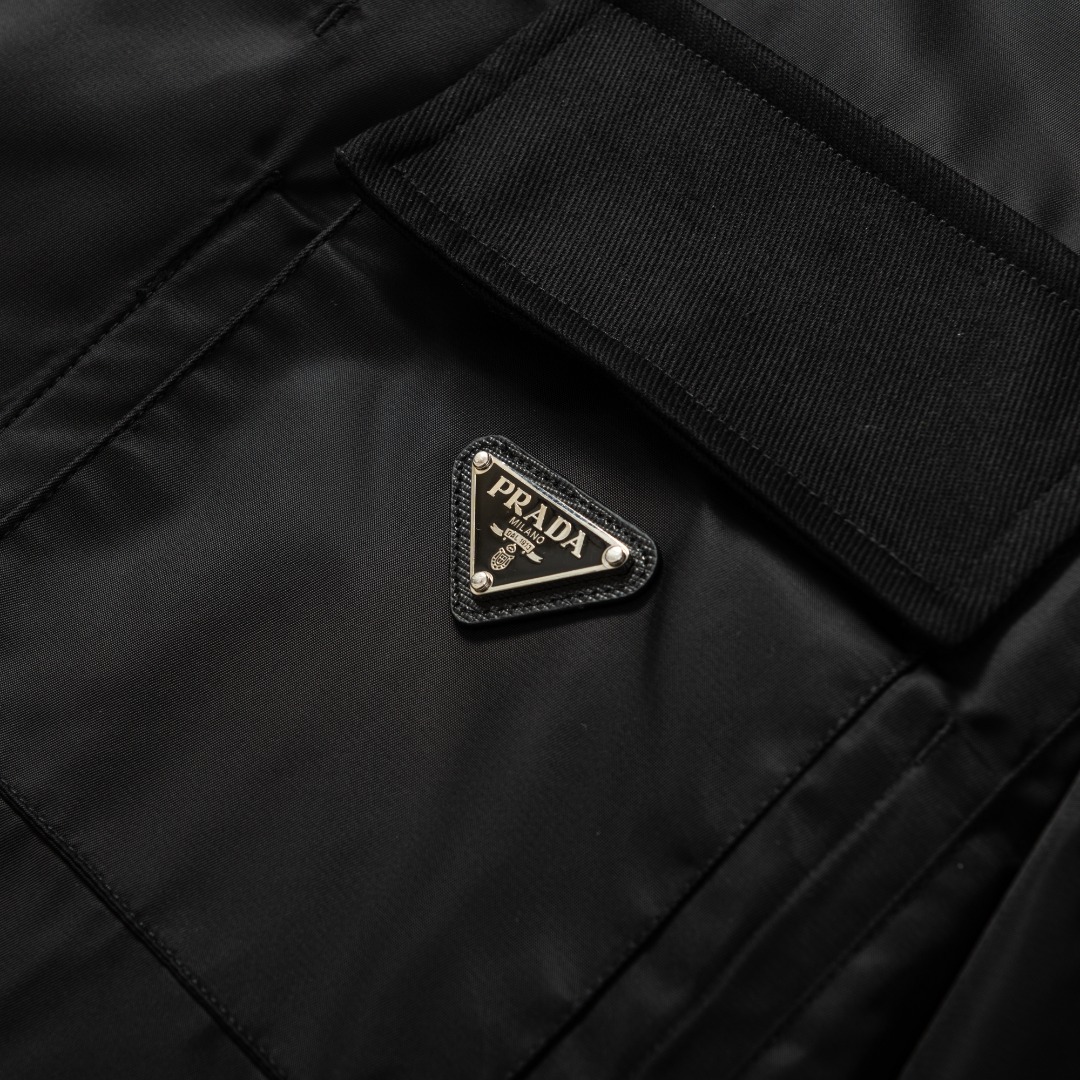 Prada Re-Nylon Jacket - Black Button-Up Lightweight Coat with Logo Detail 5 o 1intie7t21o01knh19kacona8s1