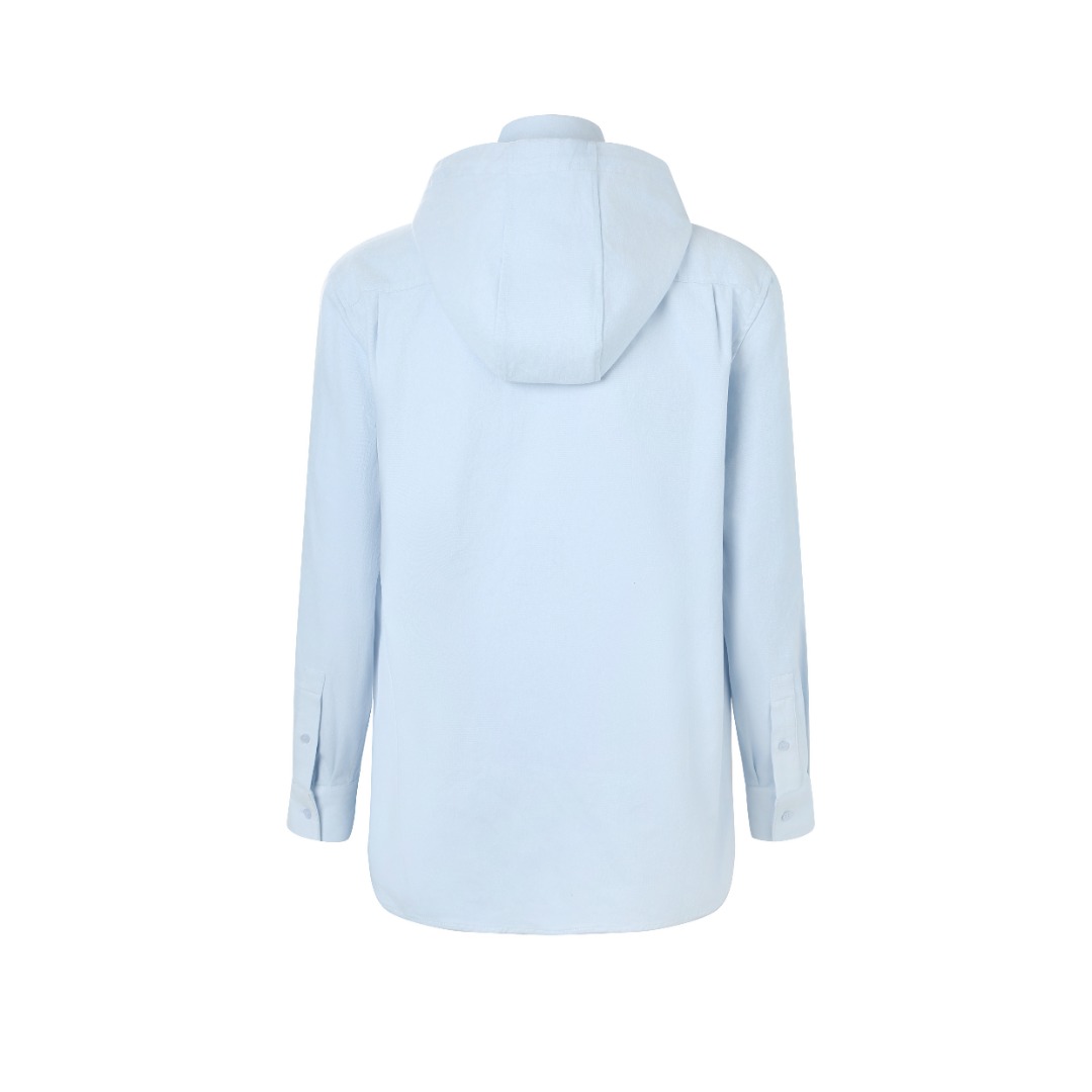 。罗意威棉质连帽外套衬衫面料选择：选用百分百棉纤维打造而成的280-400TC高支斜纹棉（经纱100支，