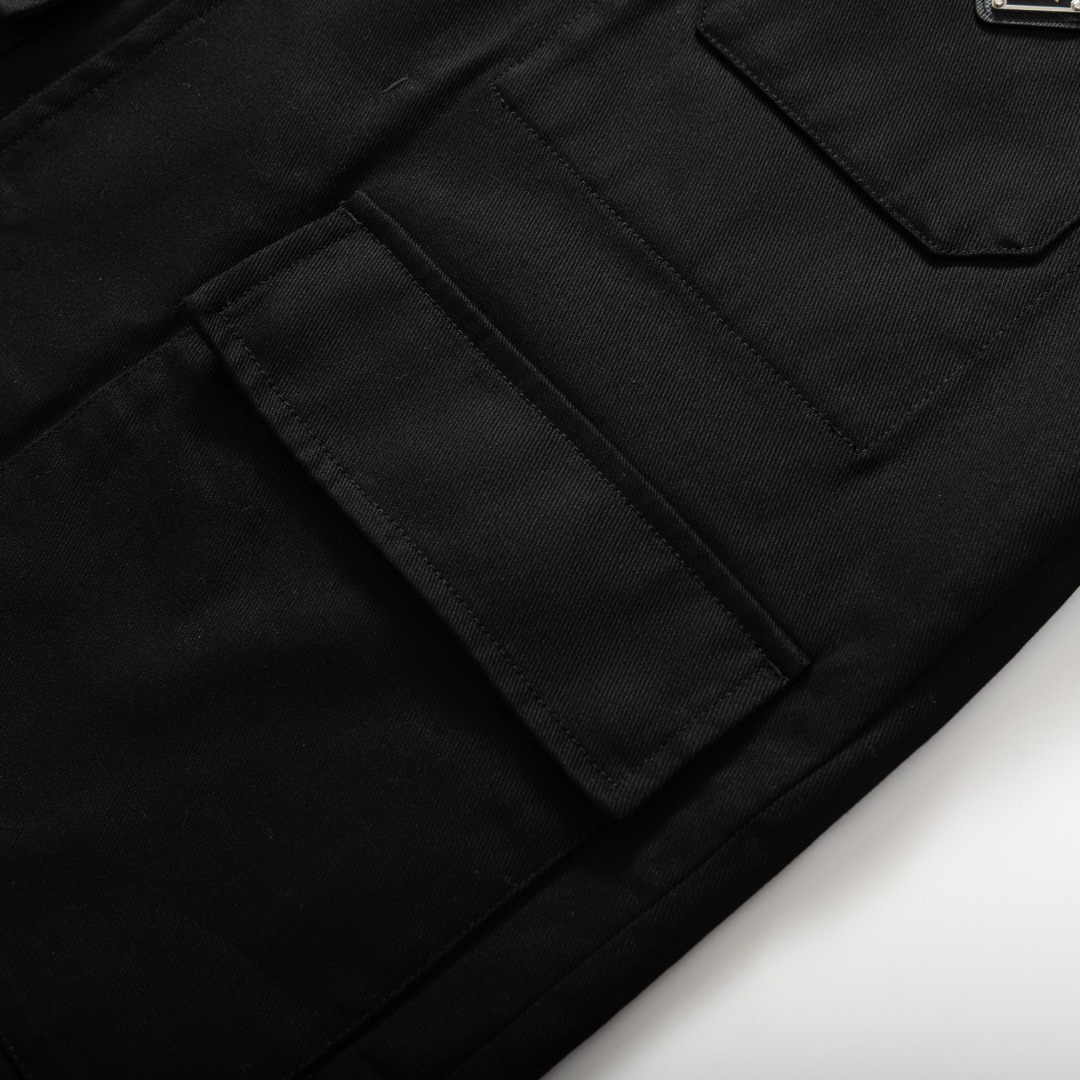 Prada Black Jersey Pocket Jacket/Coat/Blouson - Cotton Twill Workwear Jacket 8 o 1j453hlml1n5t1k96npv4bkdv6