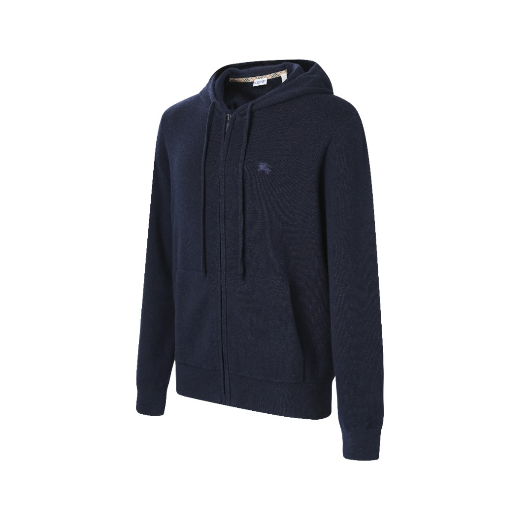 Burberry Men's Navy Blue Cashmere Blend Embroidered Zip-Up Hoodie 3 o 1j60fujr1eku1k4319s61r2j1110r