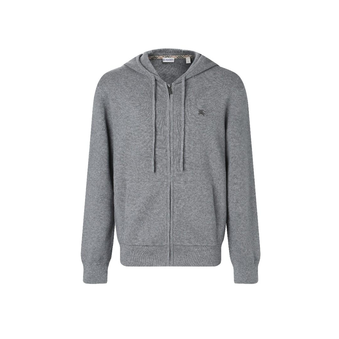 Burberry Men's Grey Cashmere Blend Embroidered Logo Zip-Up Hoodie 1 o 1j60g6tl3m7bf5o1ue64cs18oe0
