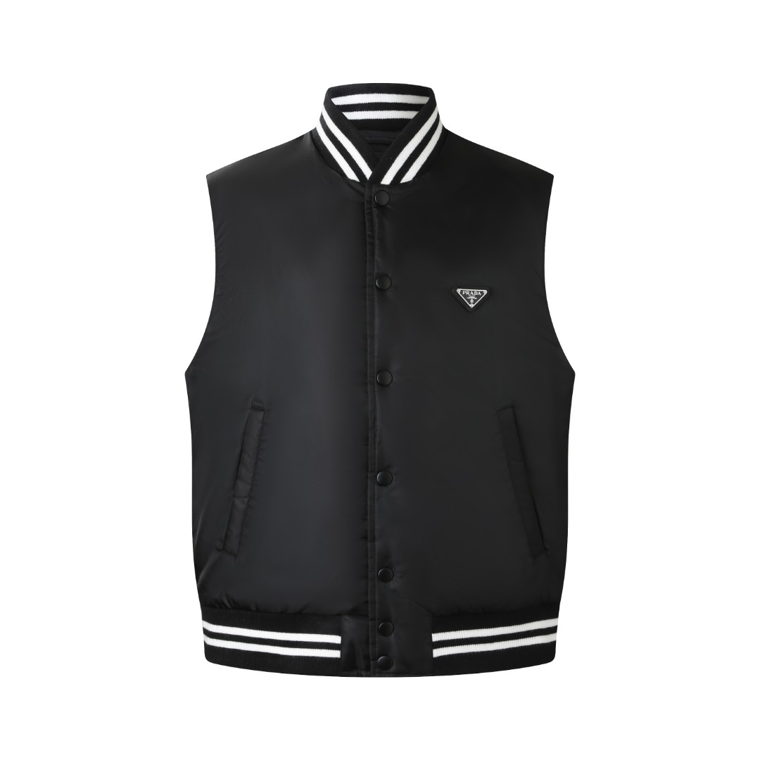 Prada Logo Striped Single-Breasted Cotton Vest Stylish Design and Comfortable