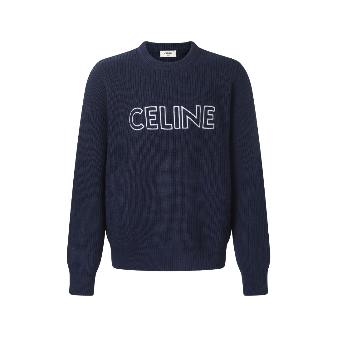 。celline标识圆领毛衣面料选择：采用超细美利奴羊毛，纤维直径仅为普通羊毛的1/3，细度接近羊绒。经