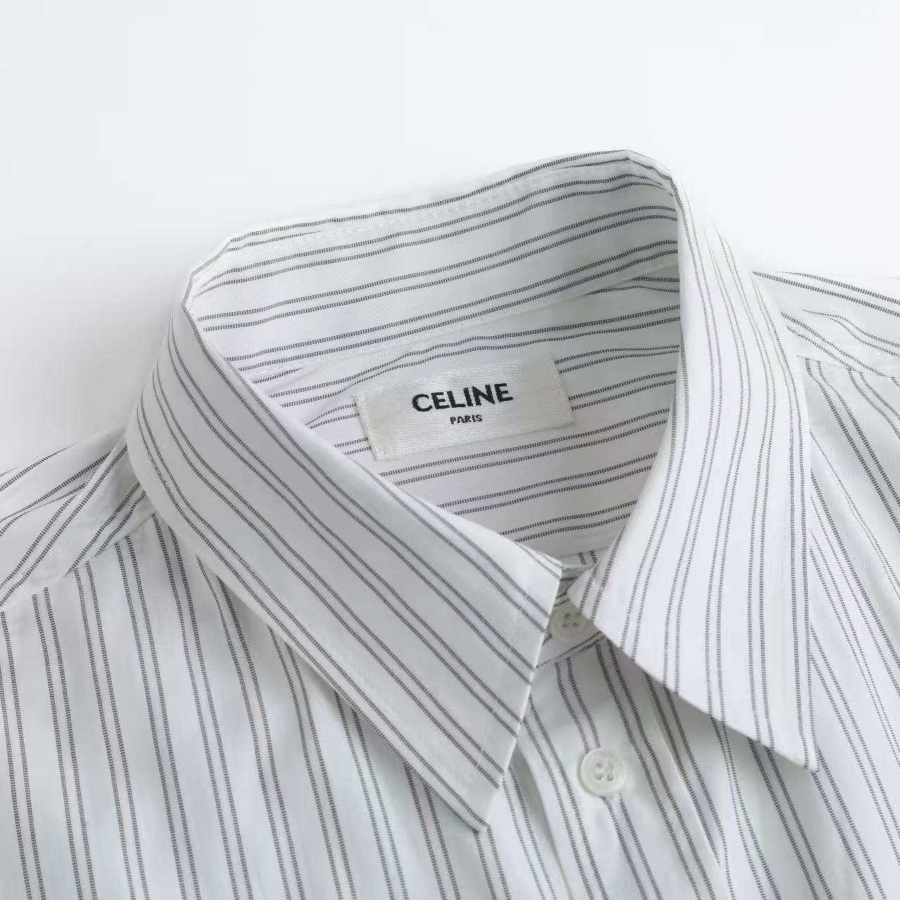 Celine celine条纹饰刺绣衬衫