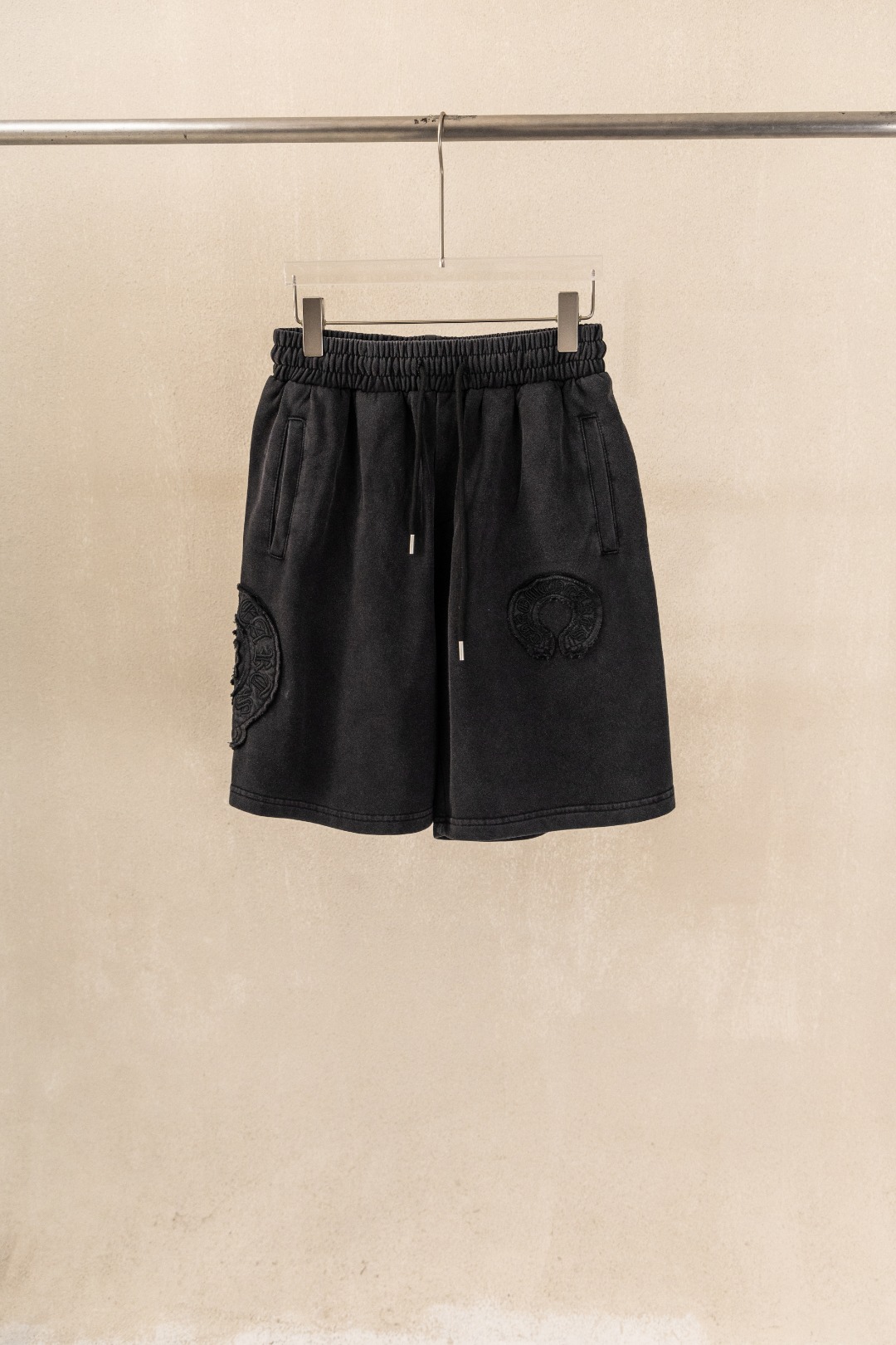 Chrome Hearts Chrome Hearts CH 克罗心重工洗水立体印花黑色立体贴布刺绣短裤