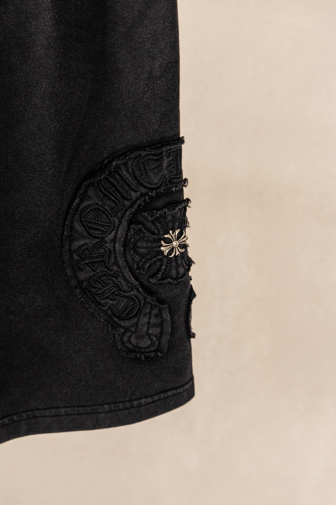 Chrome Hearts Chrome Hearts CH 克罗心重工洗水立体印花黑色立体贴布刺绣短裤