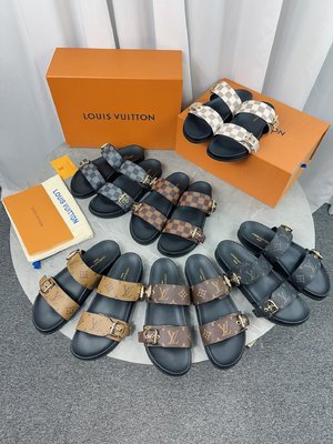 Fake AAA+ Louis Vuitton Shoes Slippers Cowhide Rubber Sheepskin Spring/Summer Collection Fashion Beach