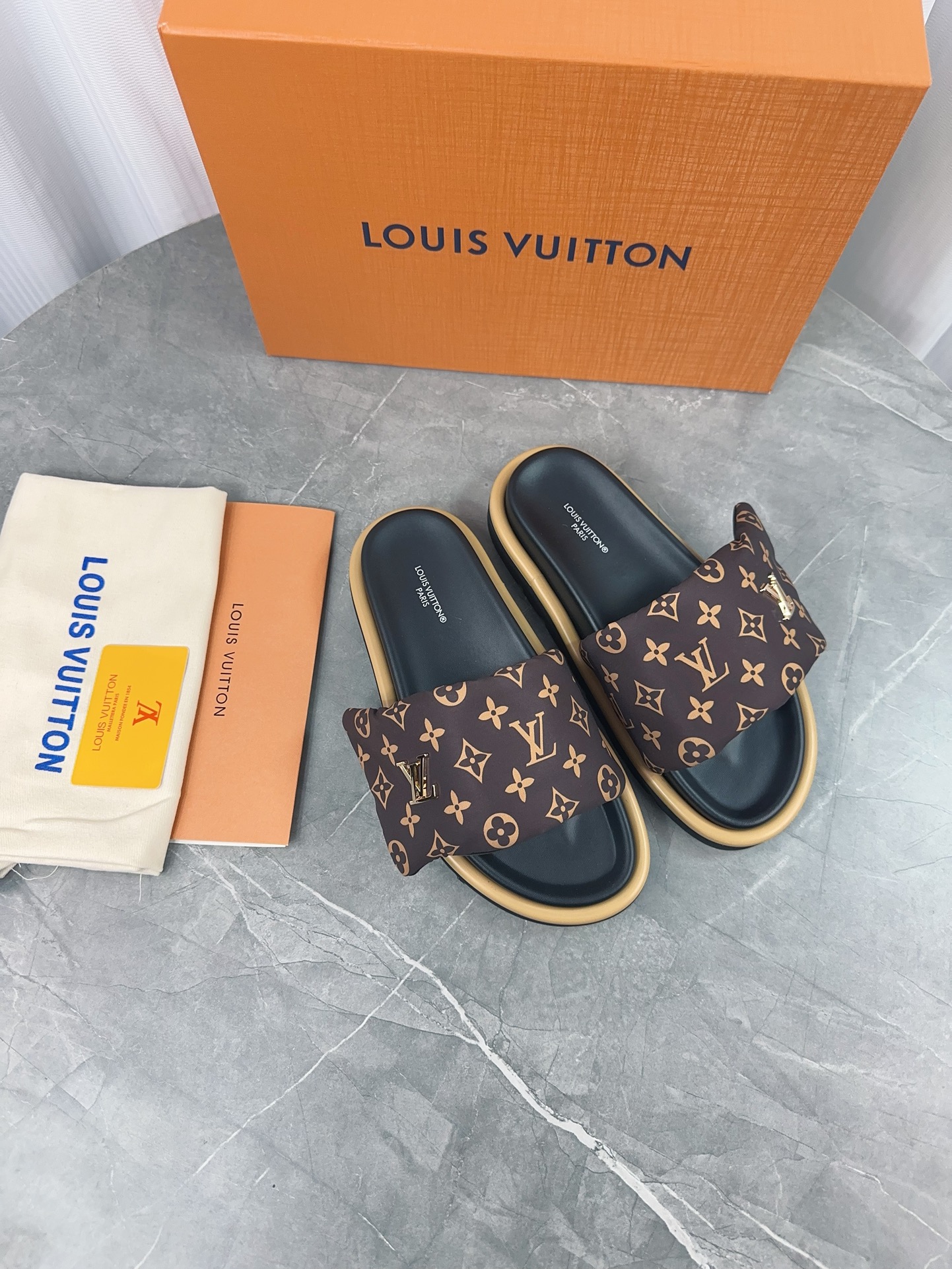 Louis Vuitton Pool Pillow Comfort Flat Sandal Monogram Brown 8 i1703165603 3844 0