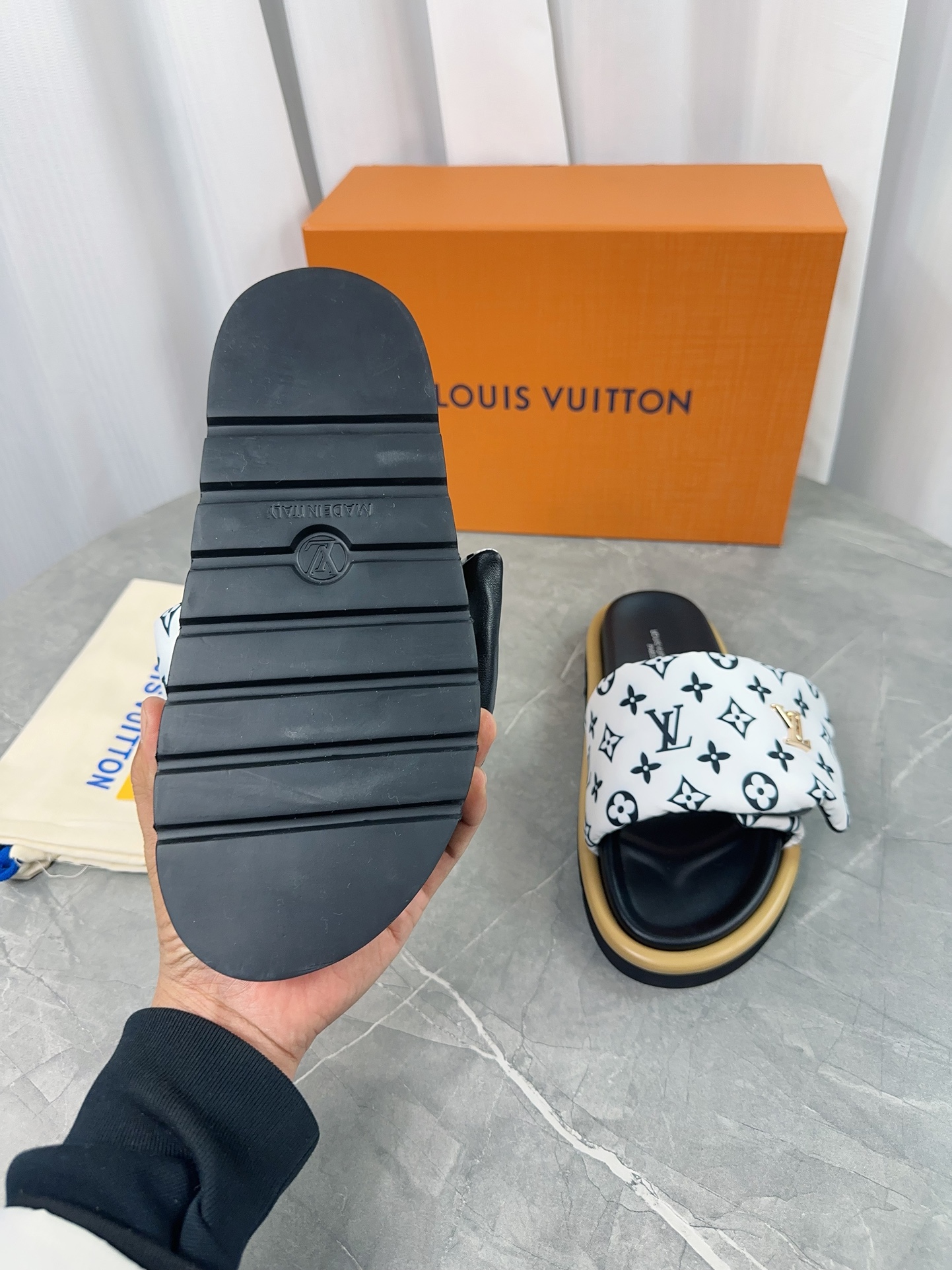 Louis Vuitton Pool Pillow Comfort Flat Sandal Monogram Embossed Slides 8 i1703165616 6754 0