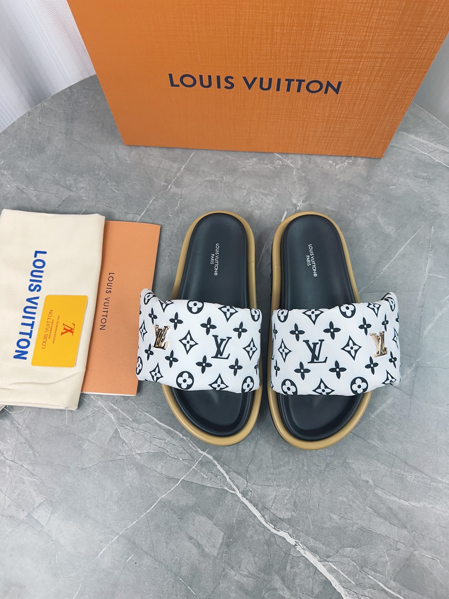 Louis Vuitton Pool Pillow Comfort Flat Sandal Monogram Embossed Slides 3 i1703165616 8576 0