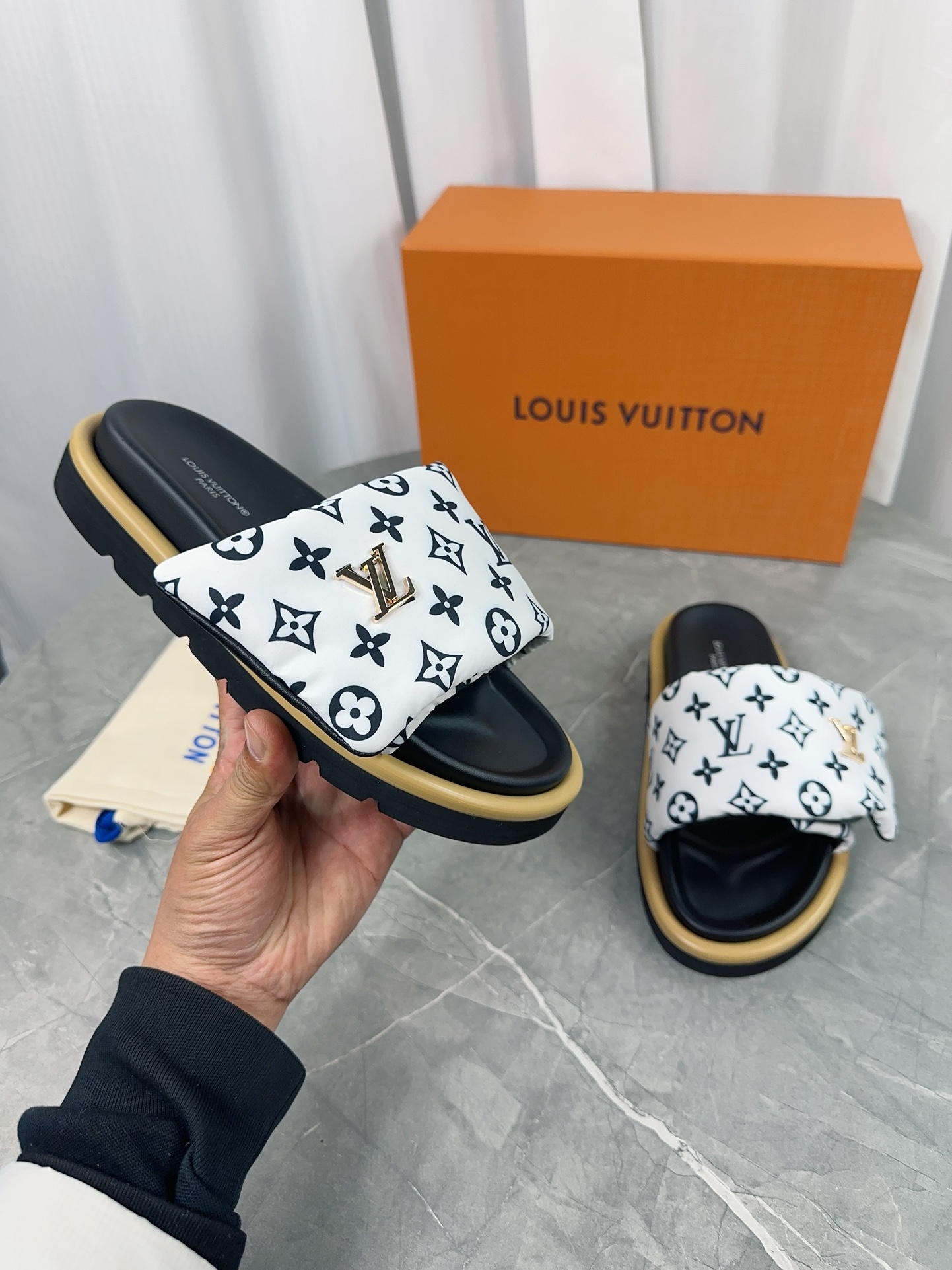 Louis Vuitton Pool Pillow Comfort Flat Sandal Monogram Embossed Slides 5 i1703165617 1858 0