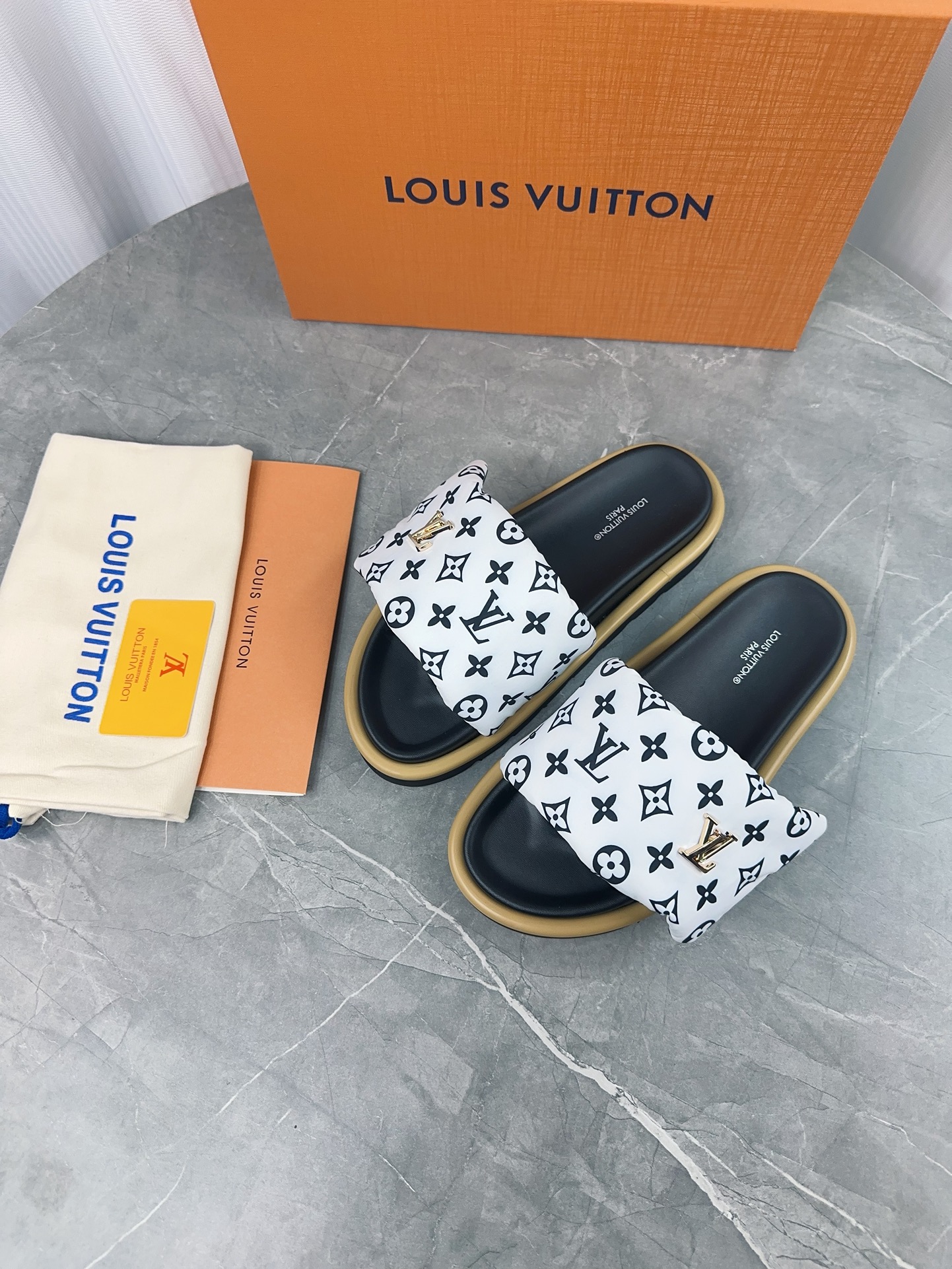 Louis Vuitton Pool Pillow Comfort Flat Sandal Monogram Embossed Slides 4 i1703165617 8938 0