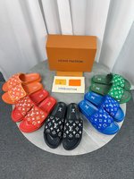 Louis Vuitton Shoes Slippers Rubber Straw Woven Spring/Summer Collection Vintage