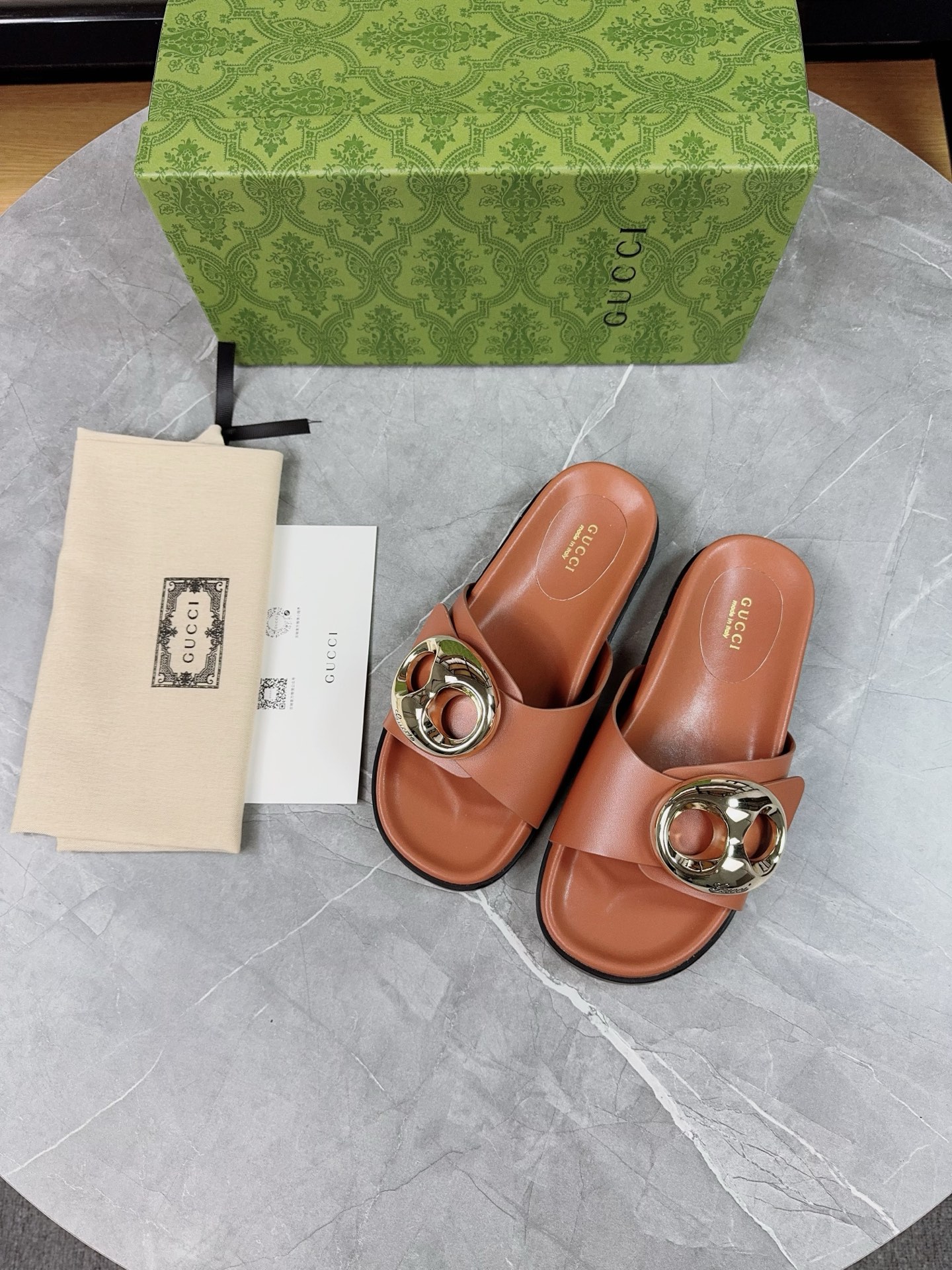 Gucci 2025 New Metal Buckle Leather Women's Sandals Slides, Size 35-40 7 i1739943379720 2271 0 5