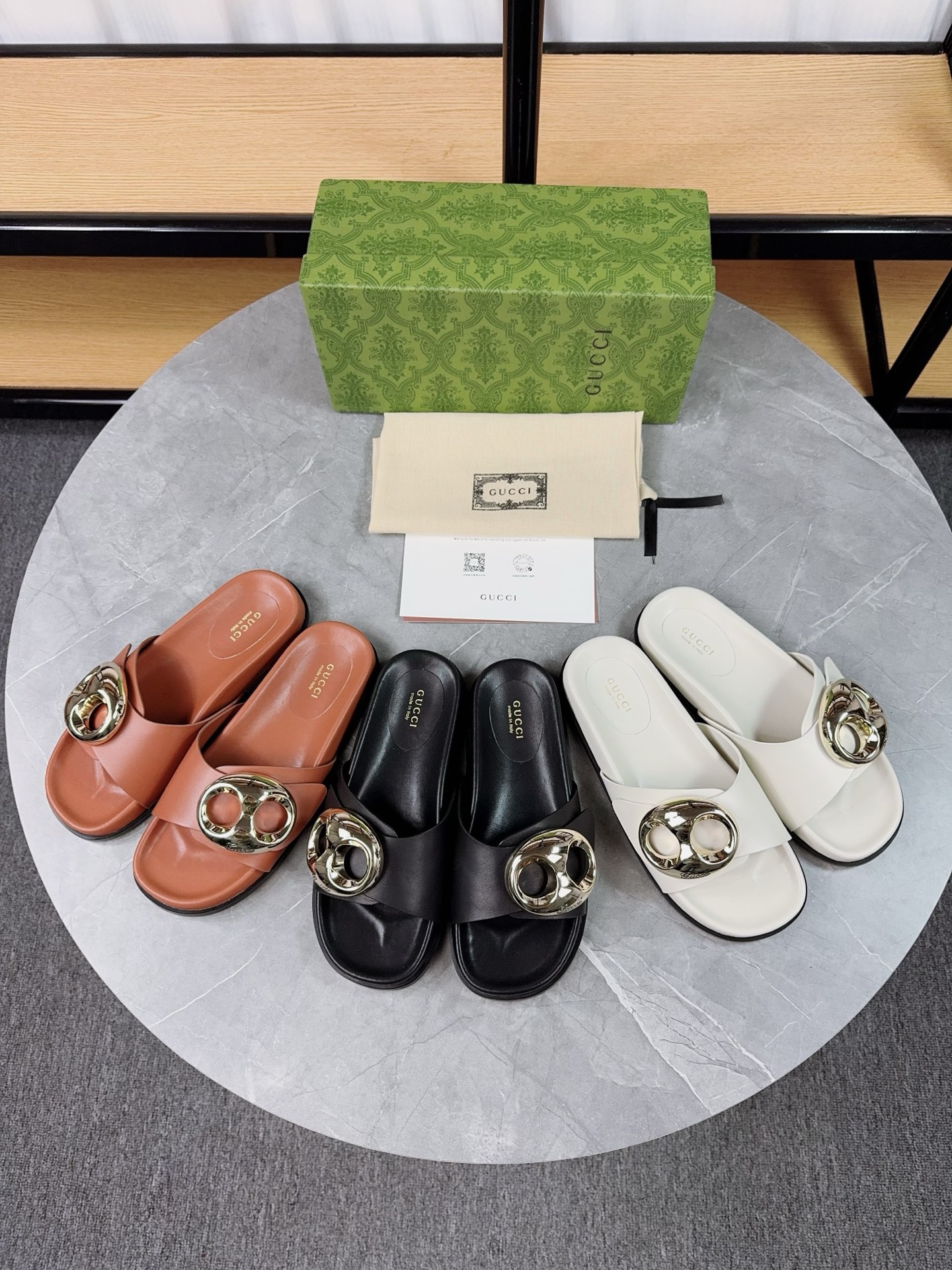 Gucci Women's Black Leather Sandals with Gold Metal Buckle Detail 10 i1739943381272 9471 0 0