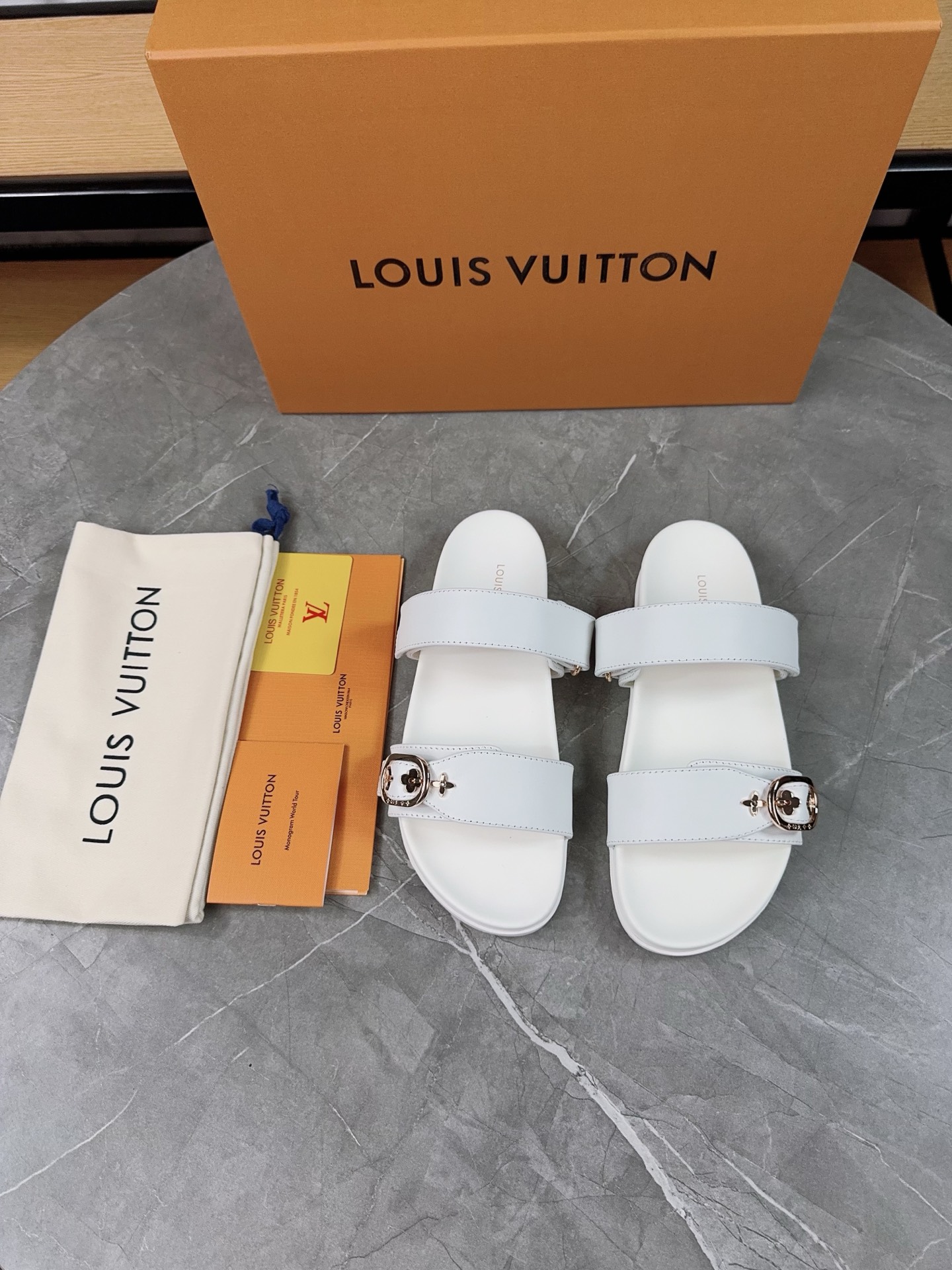Louis Vuitton 2025 Spring/Summer White Leather Buckle Sandals, Adjustable Fit 8 i1740902174897 7781 0 7