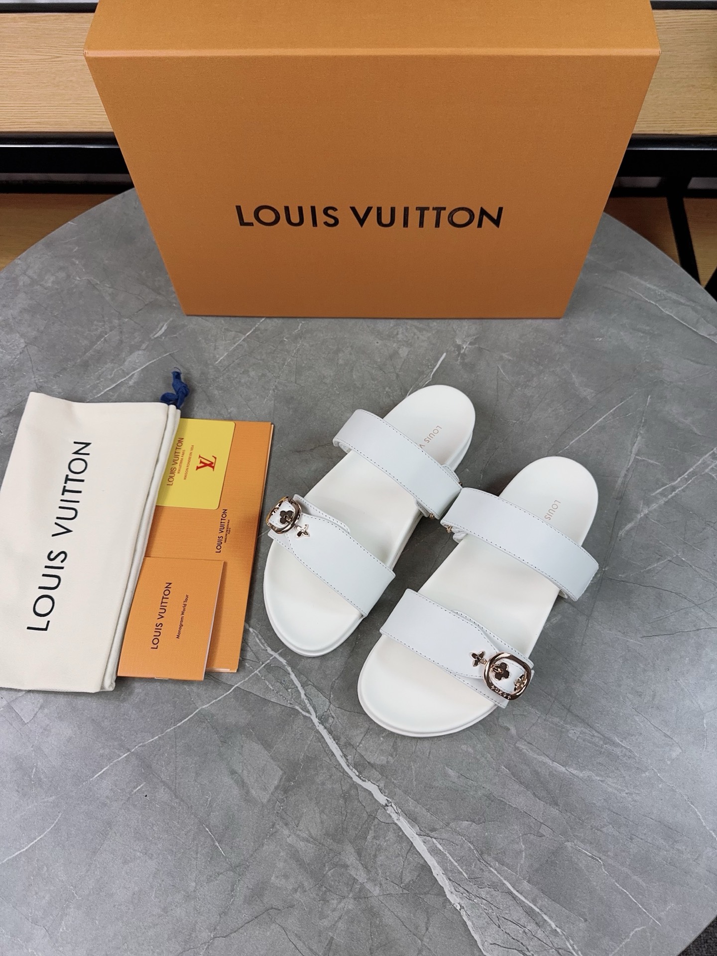 Louis Vuitton 2025 Spring/Summer White Leather Buckle Sandals, Adjustable Fit 4 i1740902175547 5145 0 2