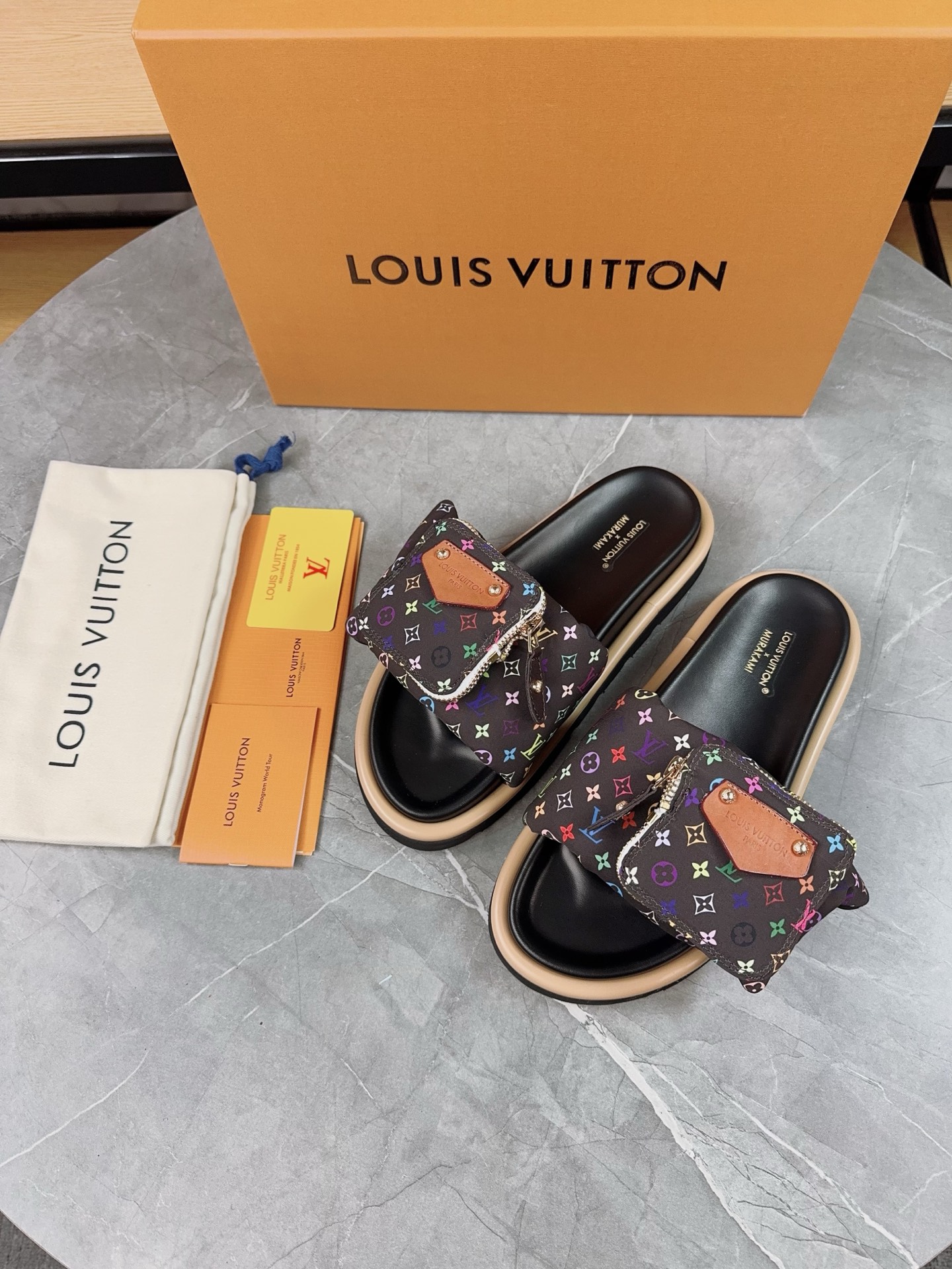 Louis Vuitton Pool Pillow Comfort Flat Sandals with Monogram, Multicolor 3 i1741083553553 1440 0 1