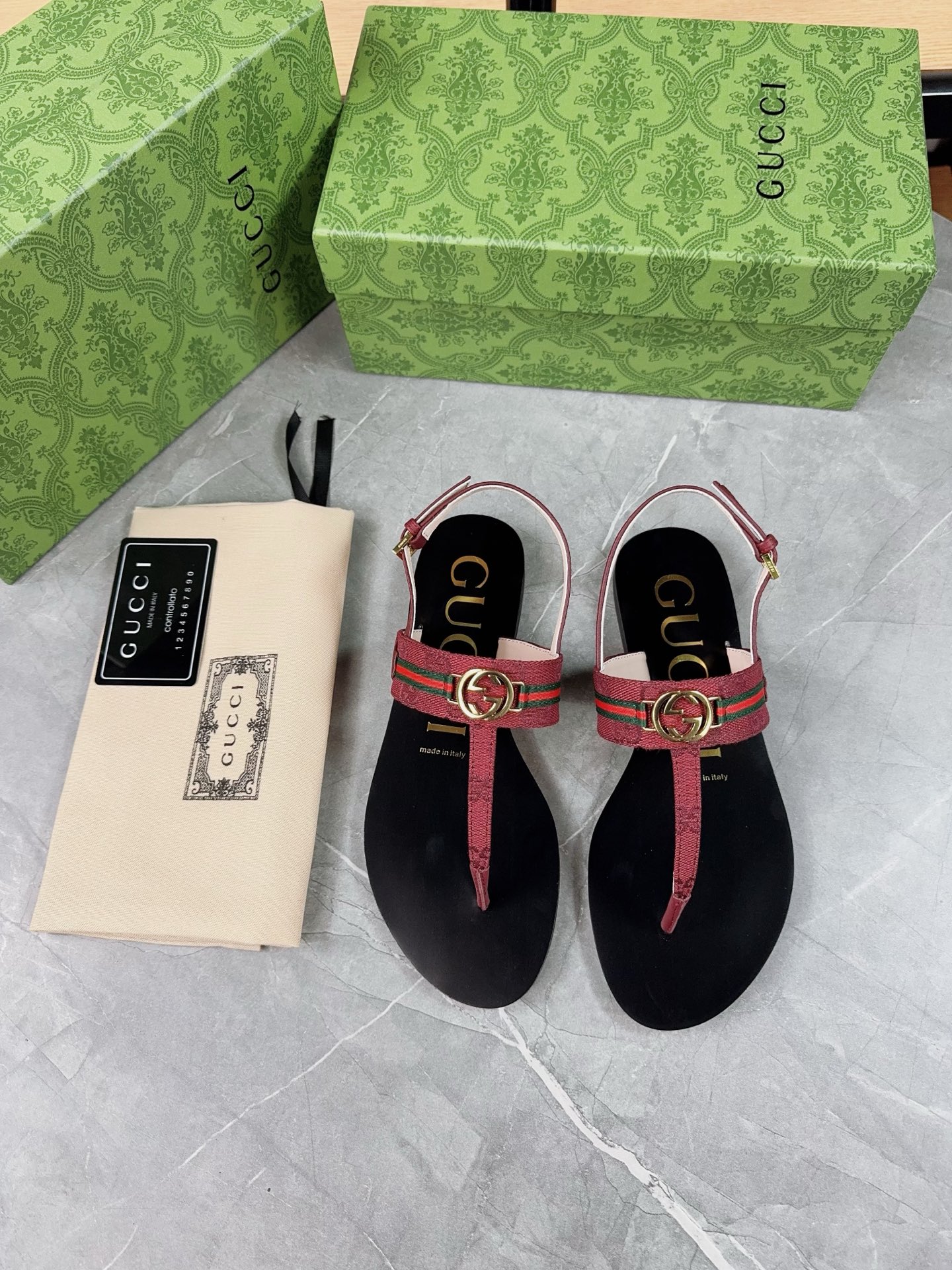 Gucci Women's Leather Thong Sandals with Iconic Web and Adjustable Strap 4 i1741359577178 3335 0 5