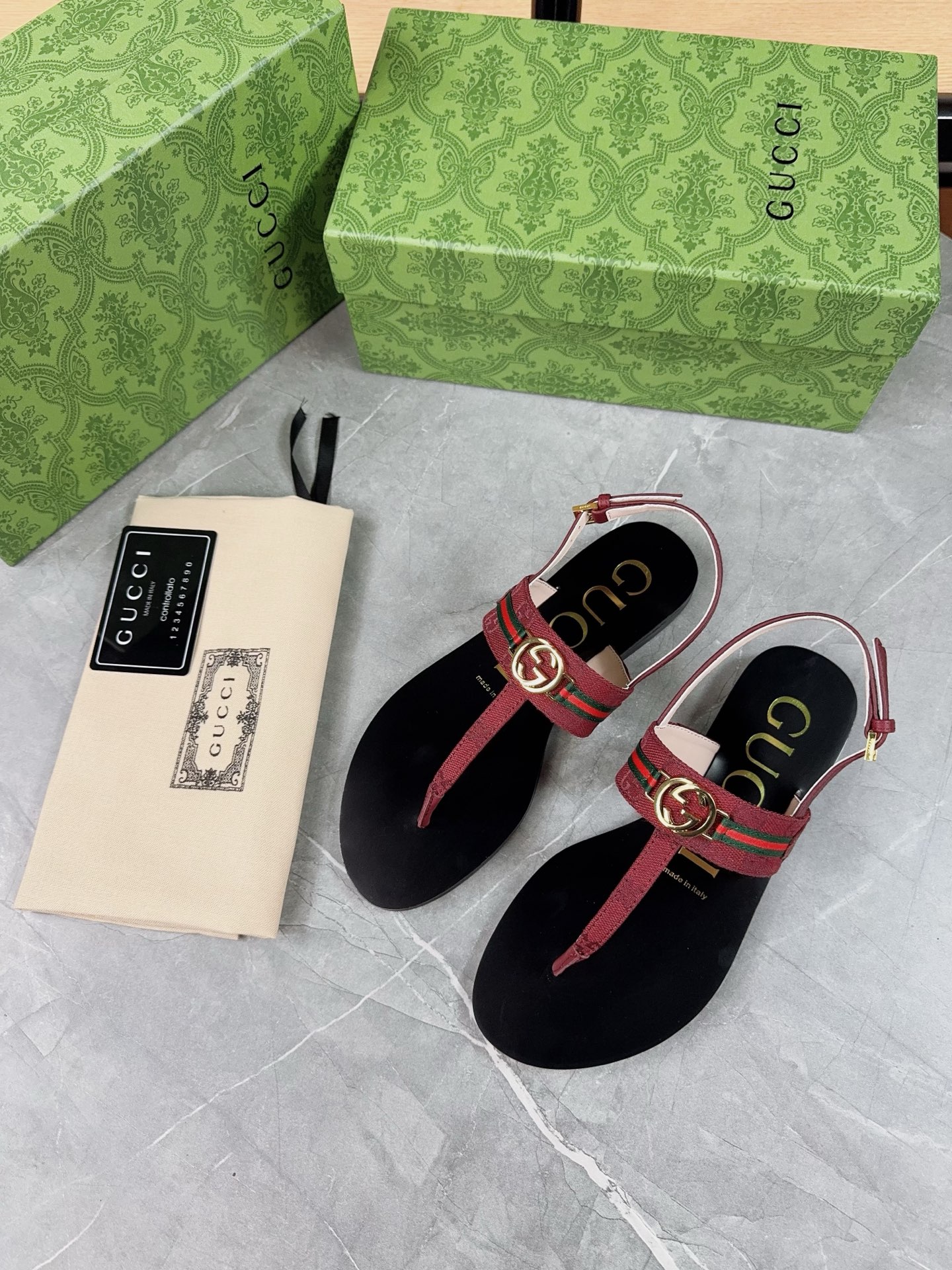 Gucci Women's Leather Thong Sandals with Iconic Web and Adjustable Strap 5 i1741359577178 8726 0 2