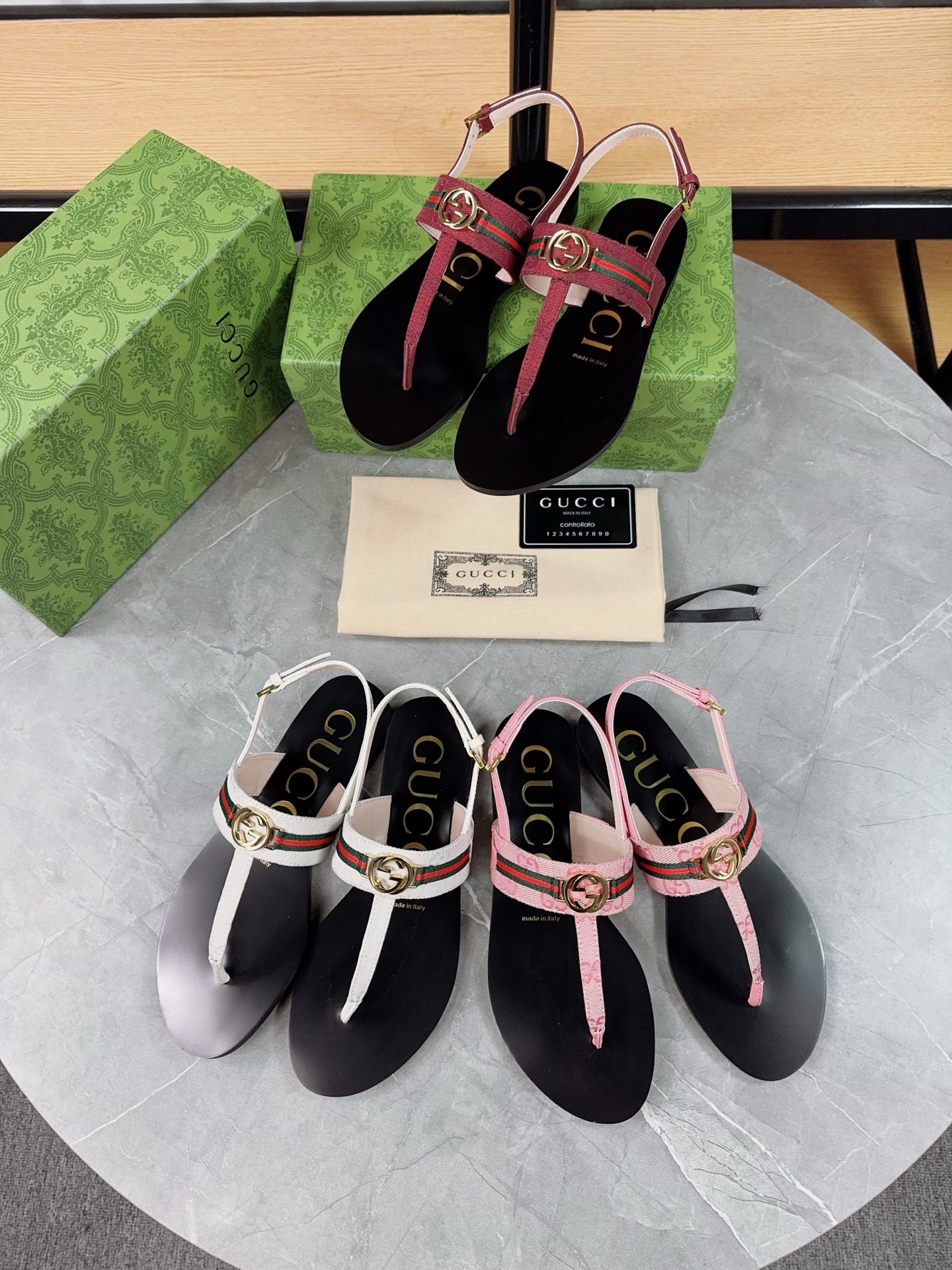 Gucci Women's Leather Thong Sandals with Web and Interlocking G Hardware 10 i1741359578793 4406 0 0