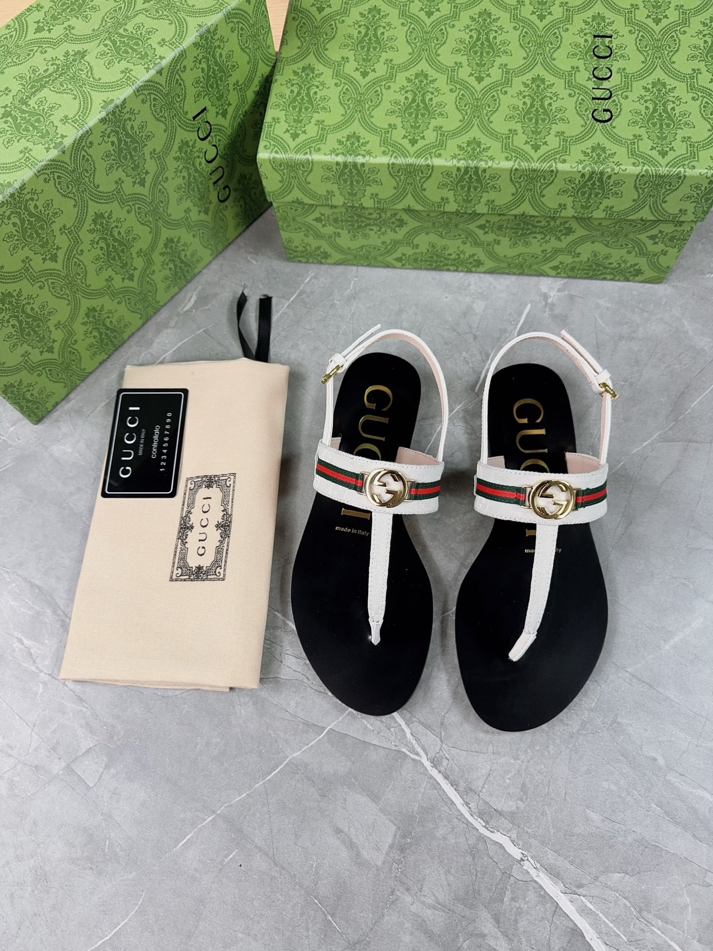 Gucci Women's Leather Thong Sandals with Web and Interlocking G Hardware 3 i1741359614539 5484 0 1