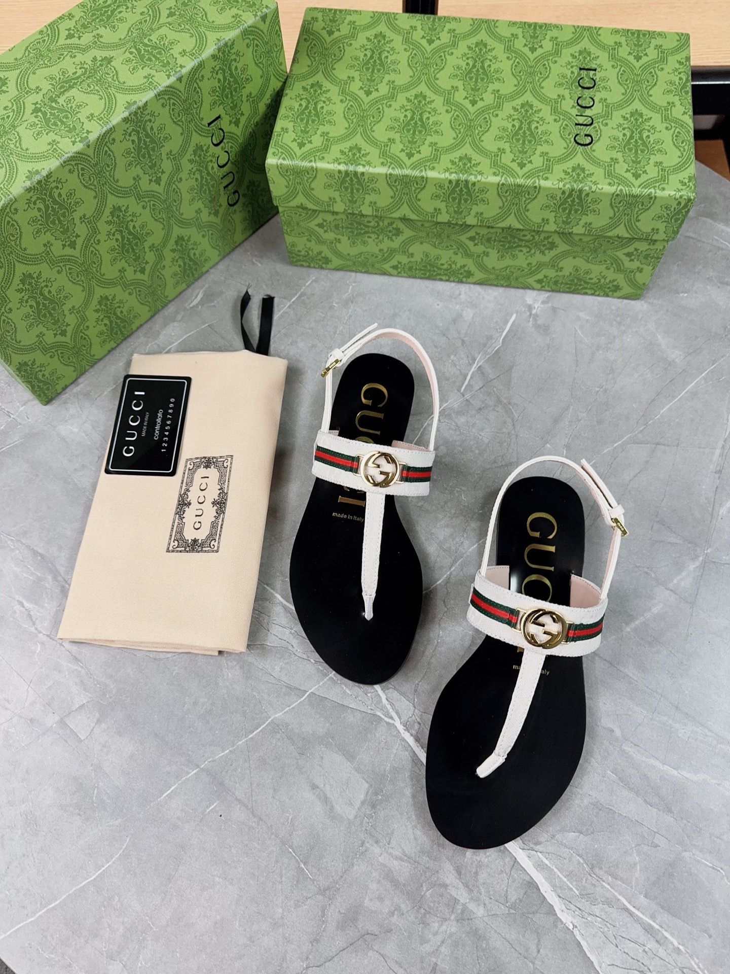 Gucci Women's Leather Thong Sandals with Web and Interlocking G Hardware 7 i1741359615699 9911 0 6