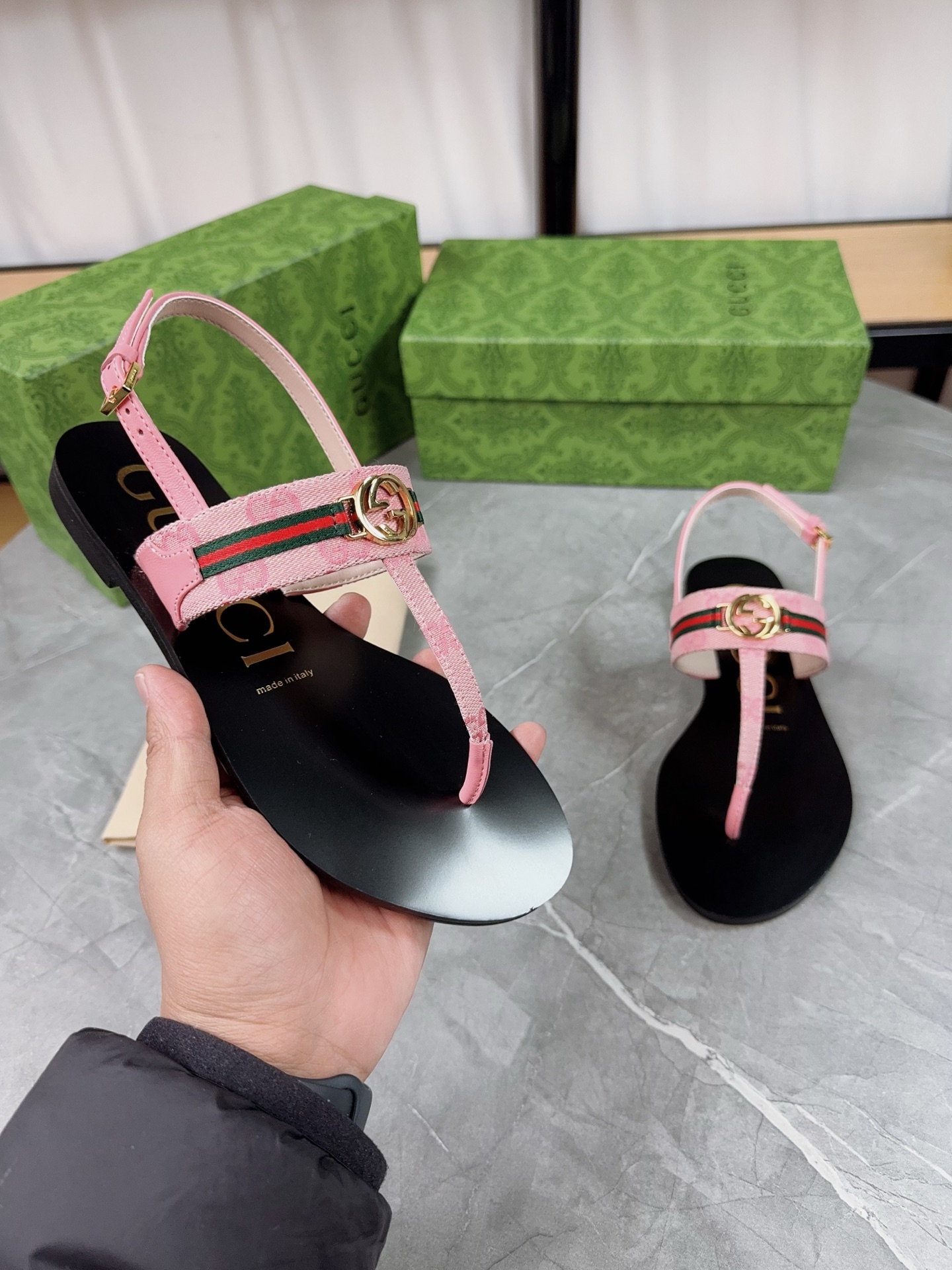 Gucci Women's Thong Sandals with Signature Web and Interlocking GG Detail