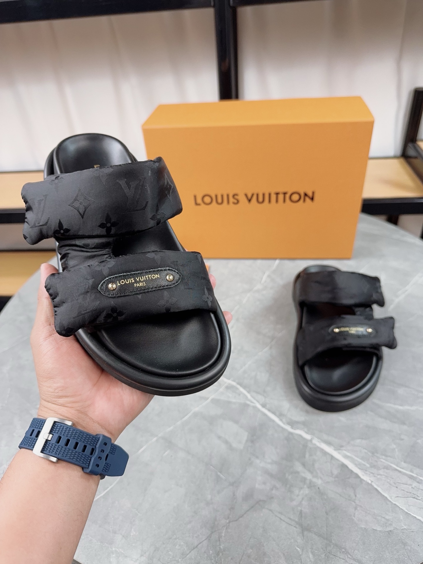 Louis Vuitton Pool Pillow Comfort Flat Sandal With Monogram Fabric
