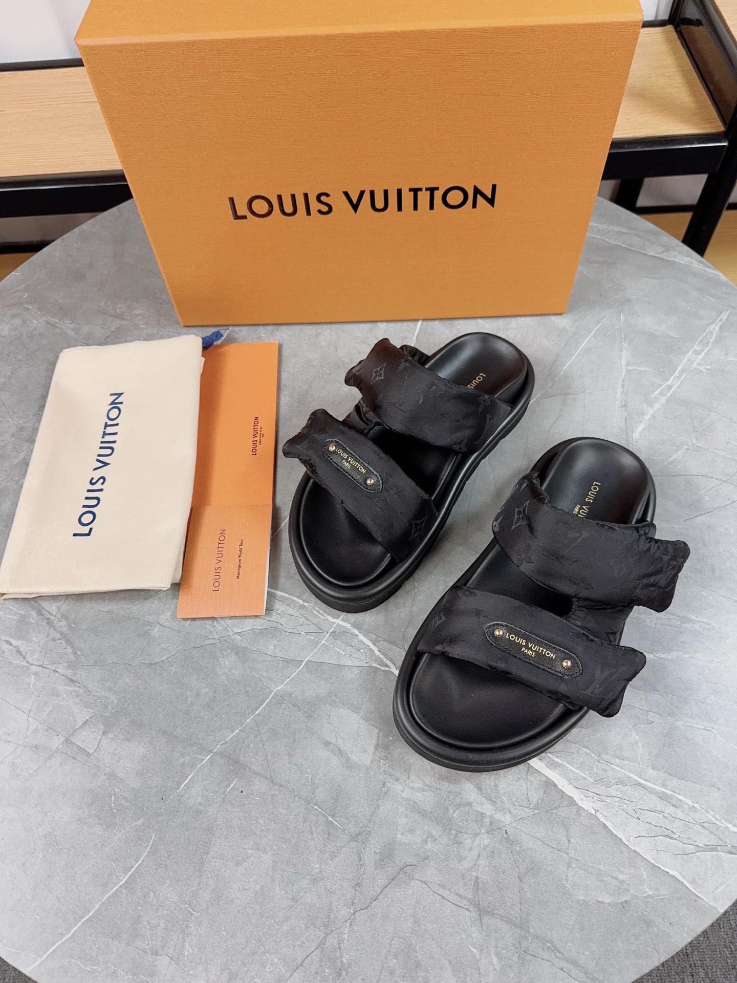 Louis Vuitton Pool Pillow Comfort Flat Sandal With Monogram Fabric 4 i1742032001542 4111 0 2