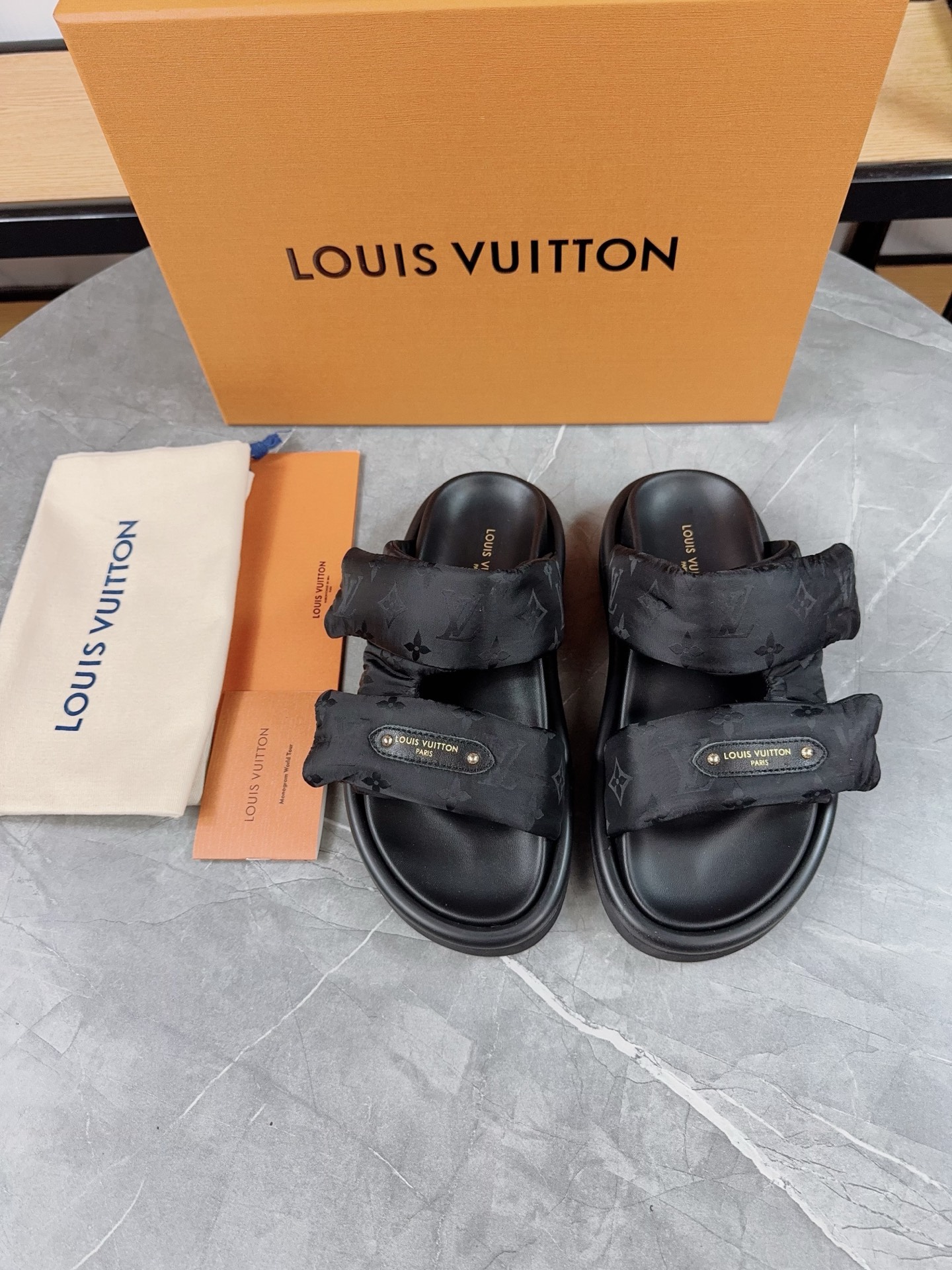 Louis Vuitton Pool Pillow Comfort Flat Sandal With Monogram Fabric 3 i1742032001542 7734 0 1