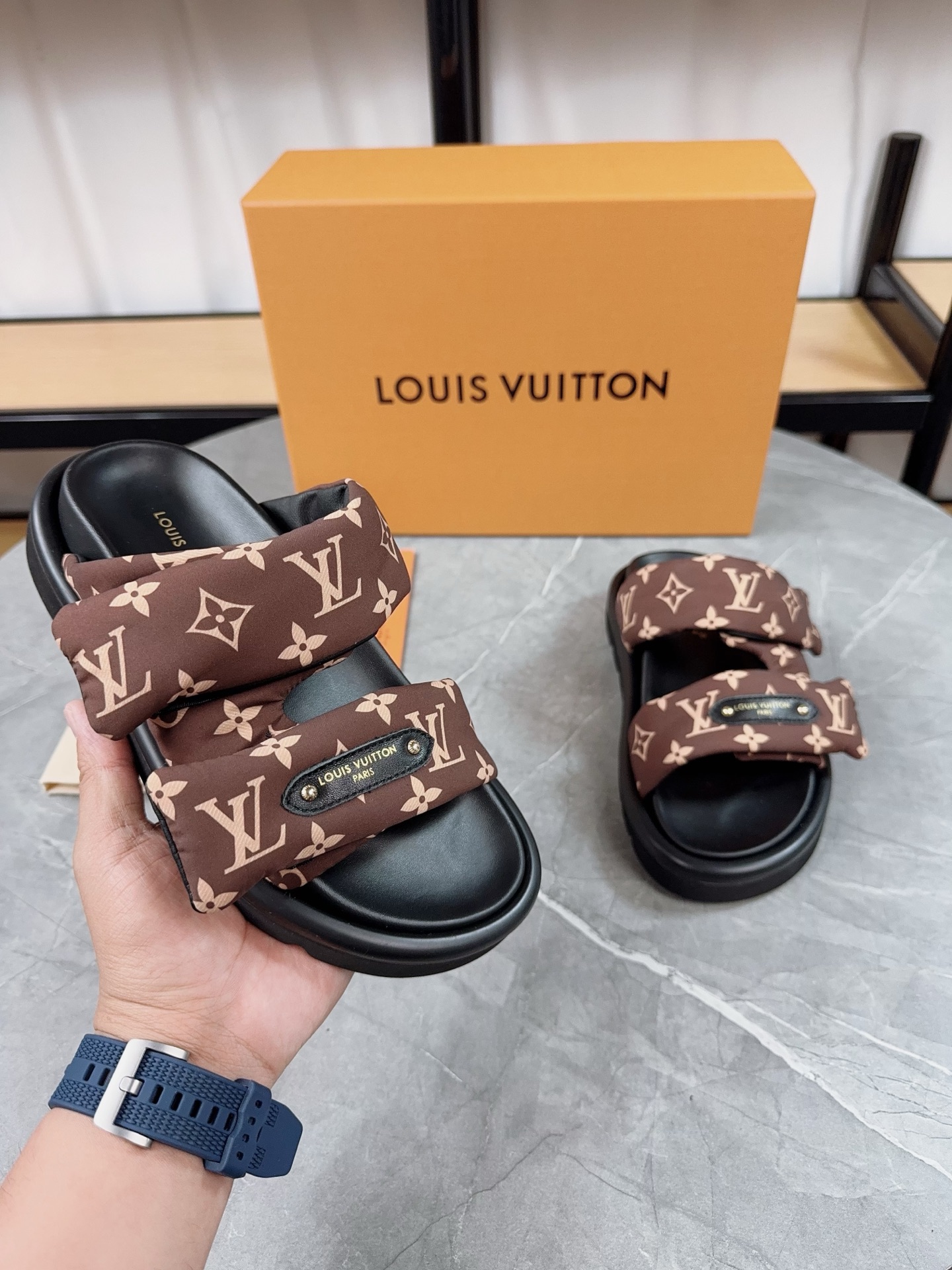 Louis Vuitton Pool Pillow Comfort Flat Sandal Monogram Embossed Slides