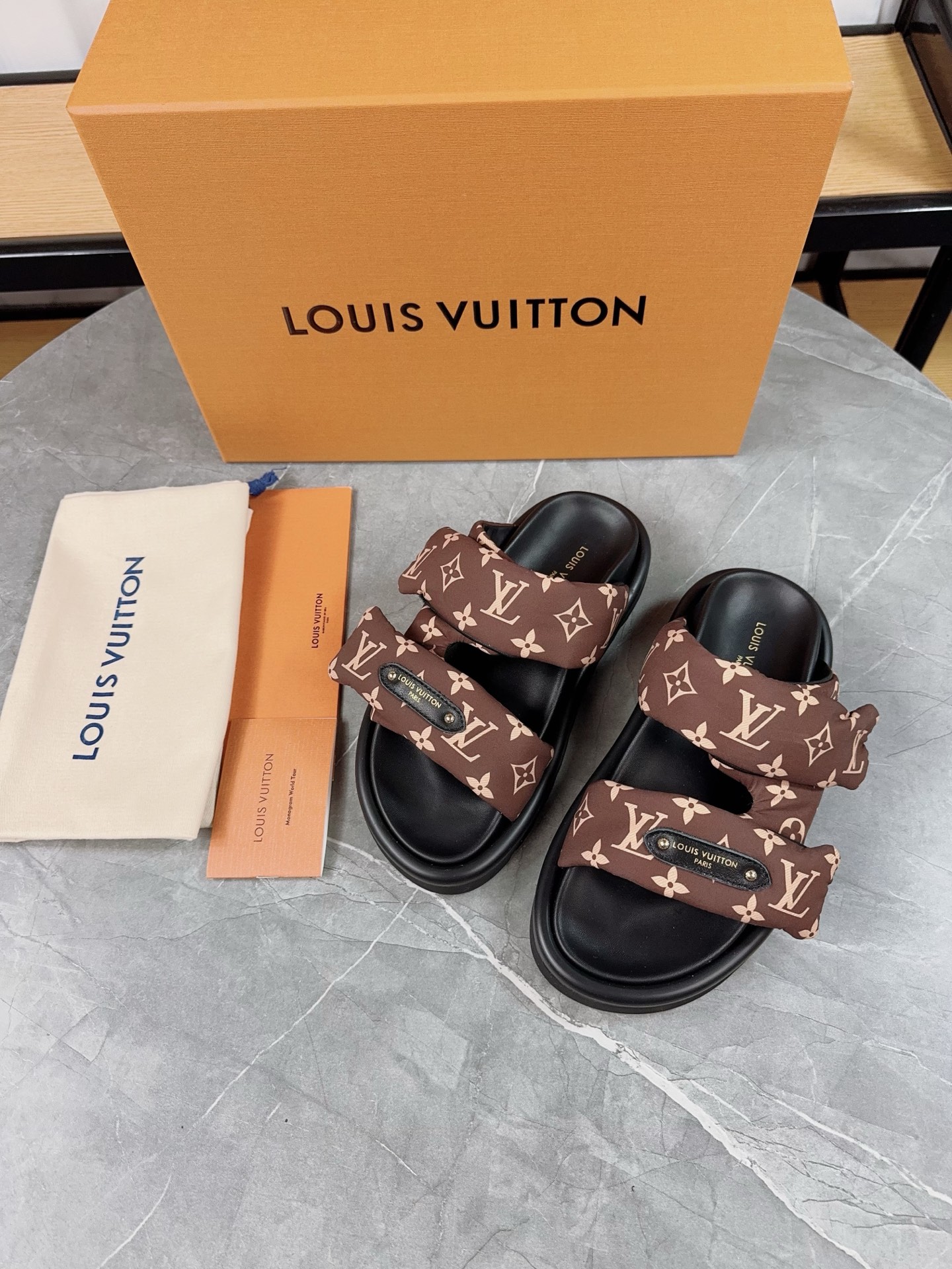 Louis Vuitton Pool Pillow Comfort Flat Sandal Monogram Embossed Slides 4 i1742032021053 6092 0 2