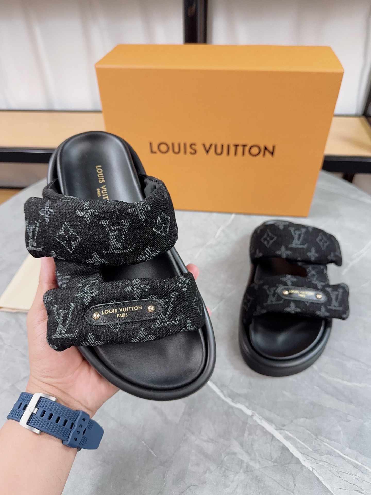 Louis Vuitton Pool Pillow Comfort Flat Sandals Monogram Embossed Slides