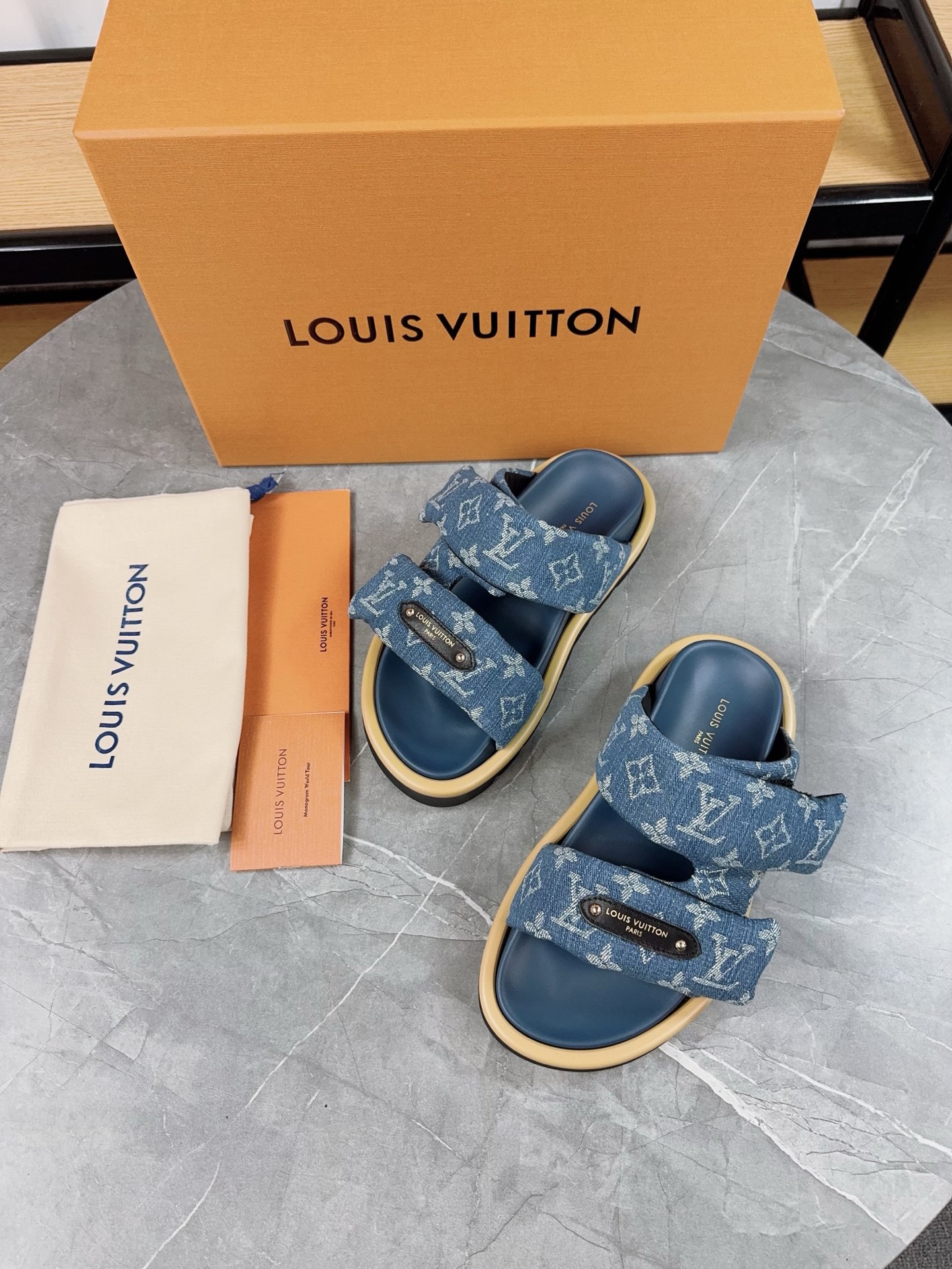 Louis Vuitton Pool Pillow Comfort Flat Sandal Monogram Denim 3 i1742032057287 2226 0 1