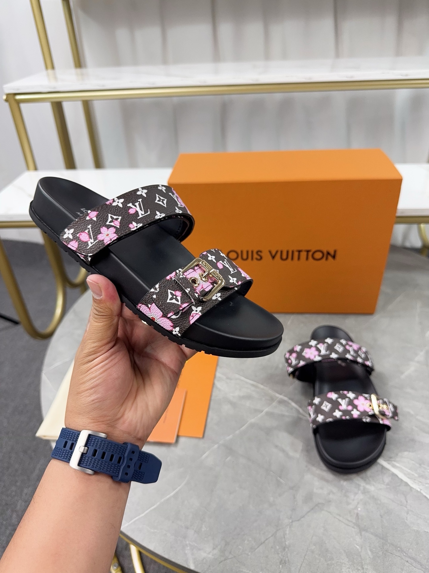 Louis Vuitton 2025 Summer Flower Logo Sandals, Adjustable Buckle Slides 6 i1742807311161 3527 0 4